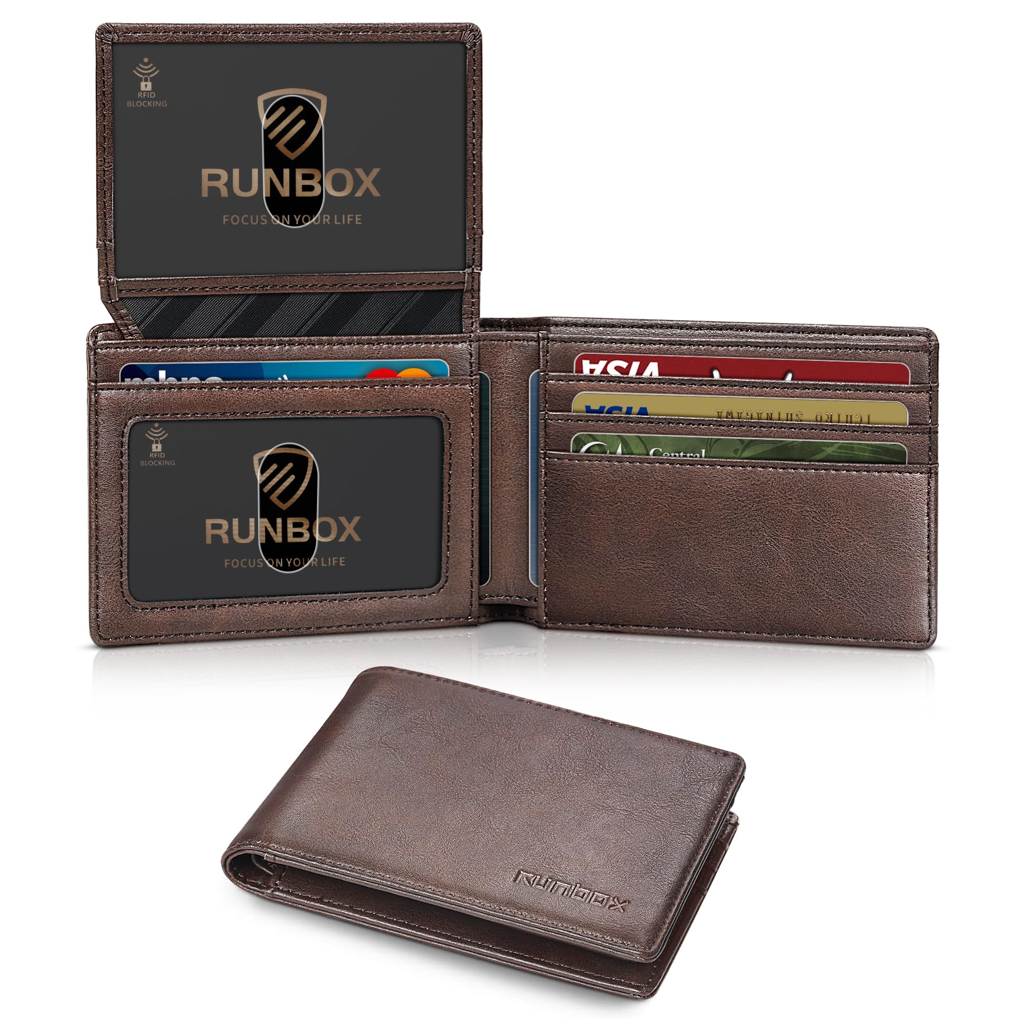Wallet for Men -Slim Rfid Leather Mens Bifold Novelty Wallets 2 ID Window With Gift Box Men's Accessories | Slim