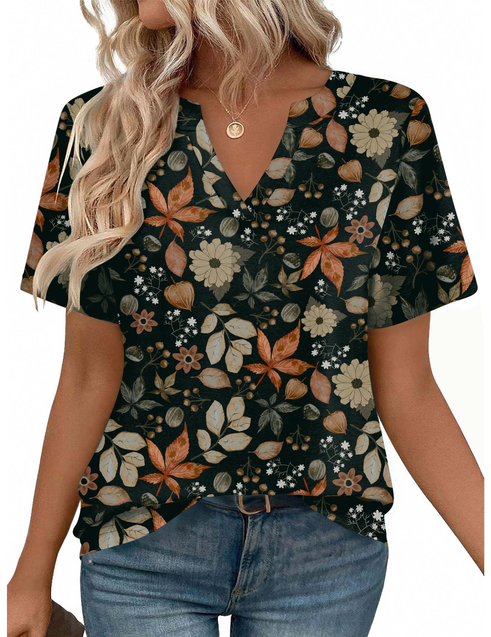 Zeagoo Womens Tops Short Sleeve V Neck Tee Shirts Cute Dressy Casual Clothing Business Work Blouse