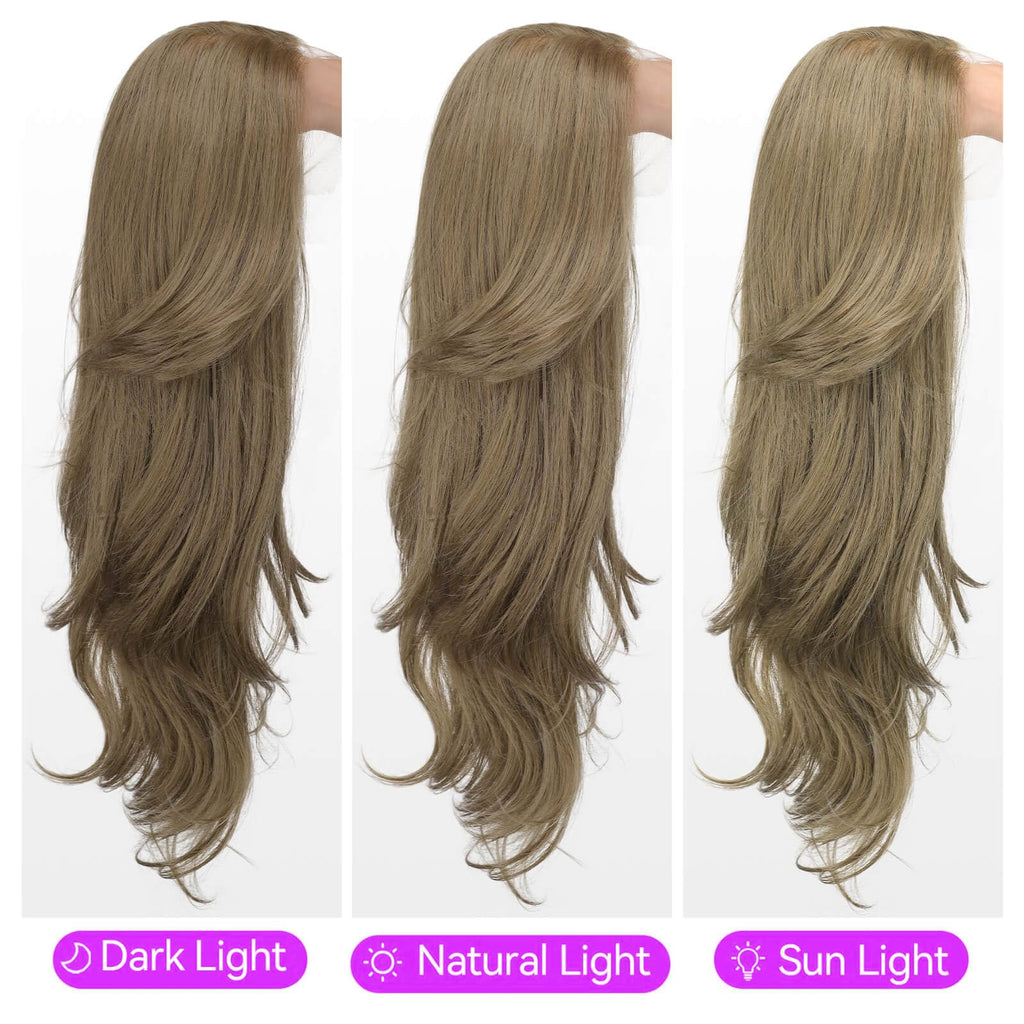 13x4 HD Lace Front Glueless Wigs for Women Black Long Layered Wave Wig Natural Hairline Heat Resistant Synthetic for Daily Use Beginner Friendly 26 Inch