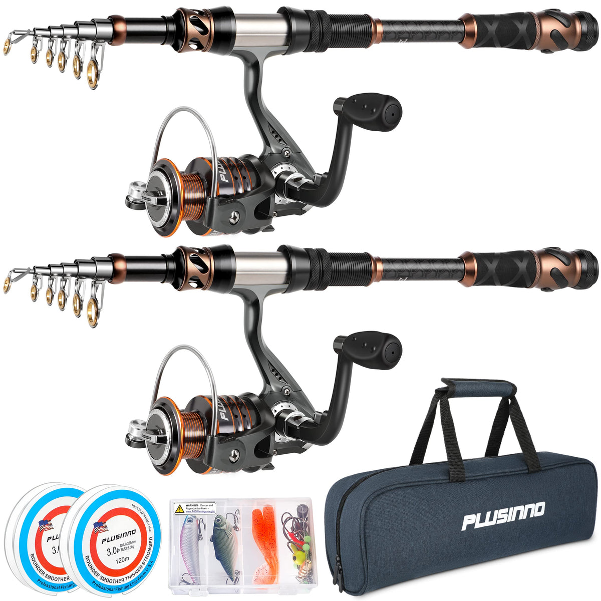 Fishing Rod and Reel Combos - Carbon Fiber Telescopic Fishing Pole - Spinning Reel 12 +1 Shielded Bearings Stainless Steel BB