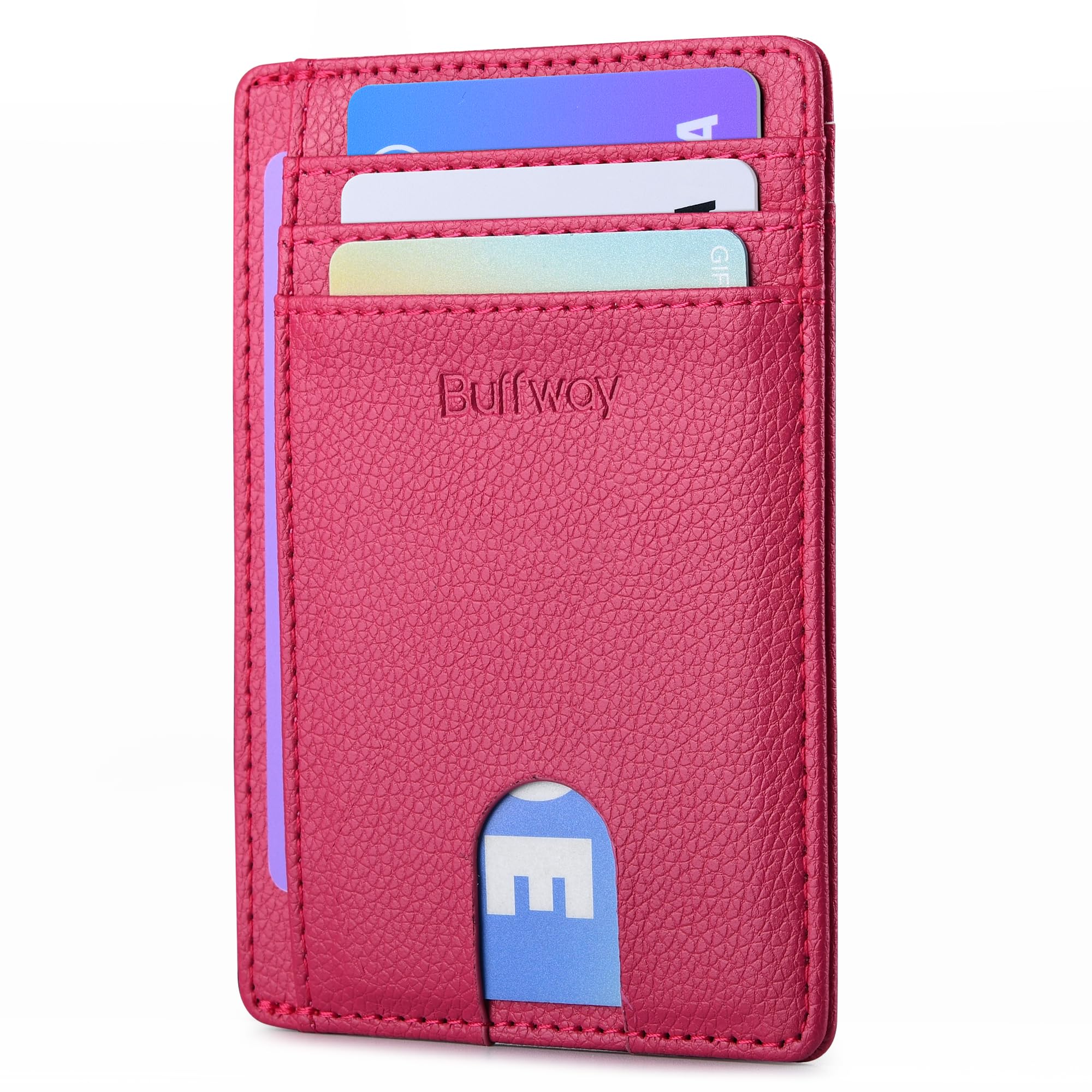Slim Minimalist Front Pocket RFID Blocking Leather Wallets for Men and Women - Carbon Fiber Black