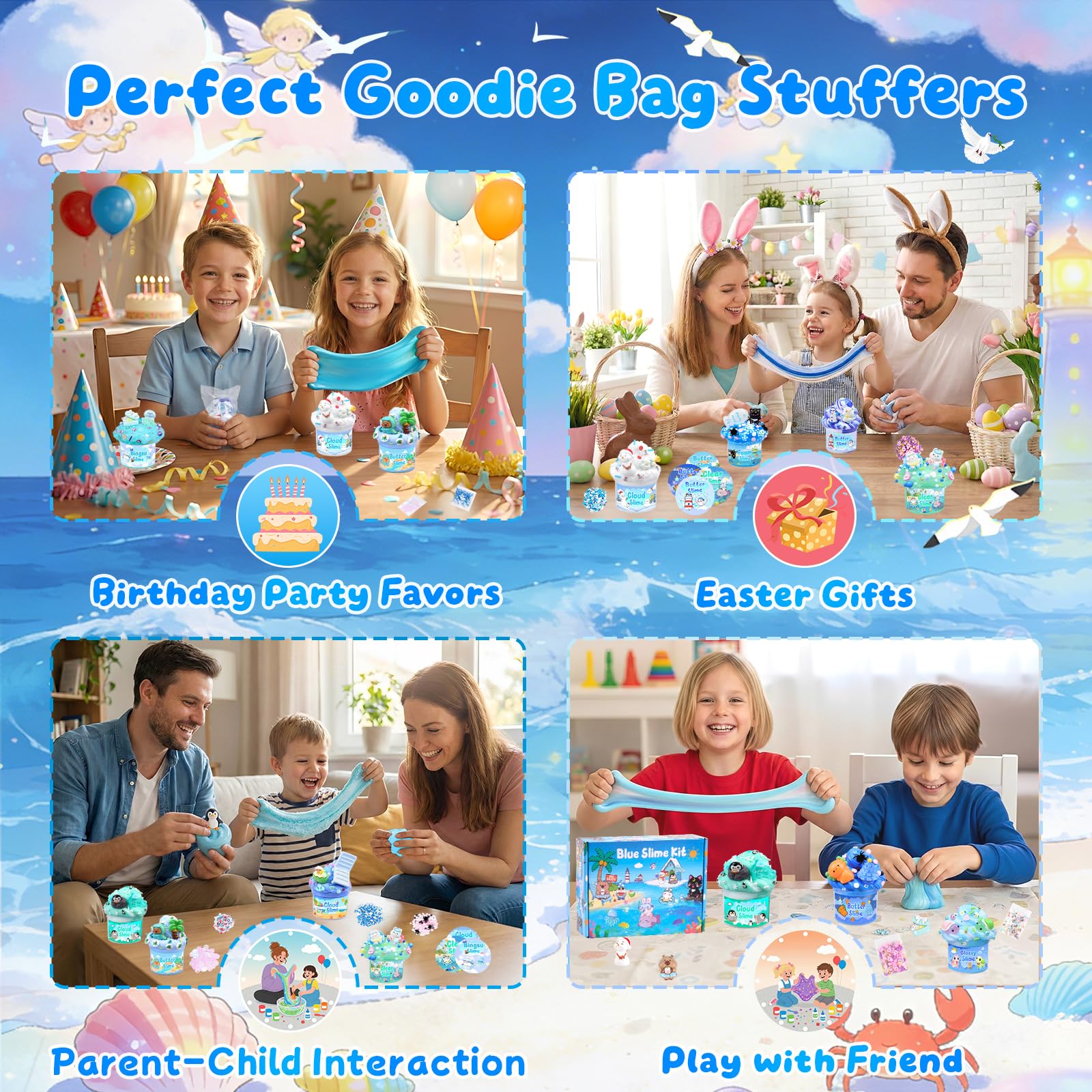 6 Pack Slimes, Pink Slime Kids, Cloud Slime kit for Girls Ages 8-12, Toys for Girls and Boys, for Kids Slime Set Party kit Goodie Bag Stuffers, 4 5 6 7 8 9 10 Year Old Girl Birthday Gift Cute Stuff