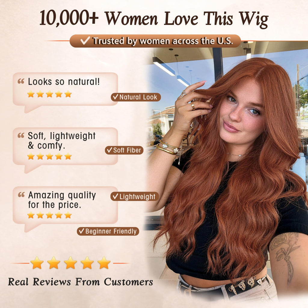 Long Brown Mixed Blonde Wavy Wig 4x1 Lace Natural Hairline Middle Part Curly Heat-Resistant Synthetic Fiber for Women & Beginners Daily Party Use 26In