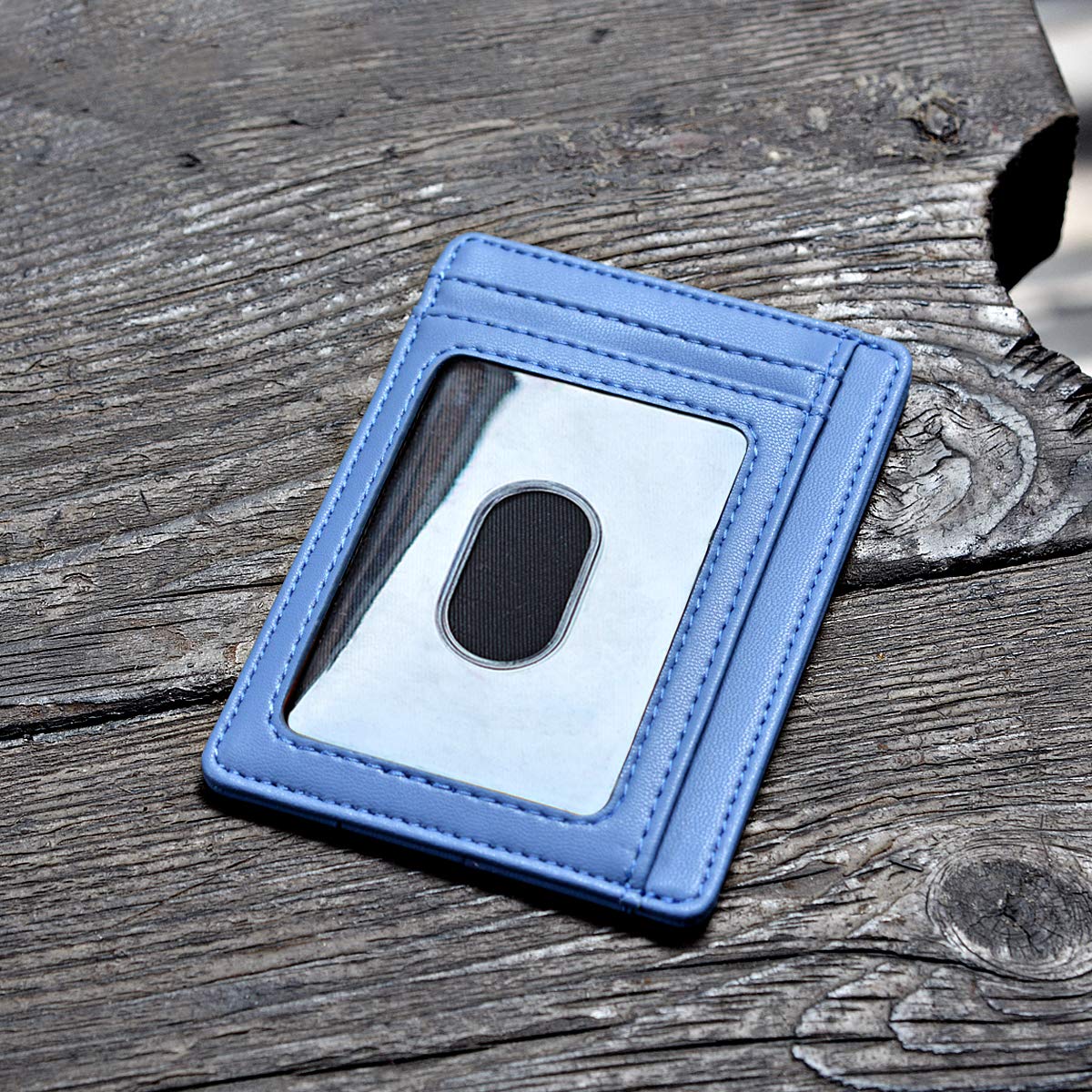 Slim Minimalist Front Pocket RFID Blocking Leather Wallets for Men and Women - Carbon Fiber Black