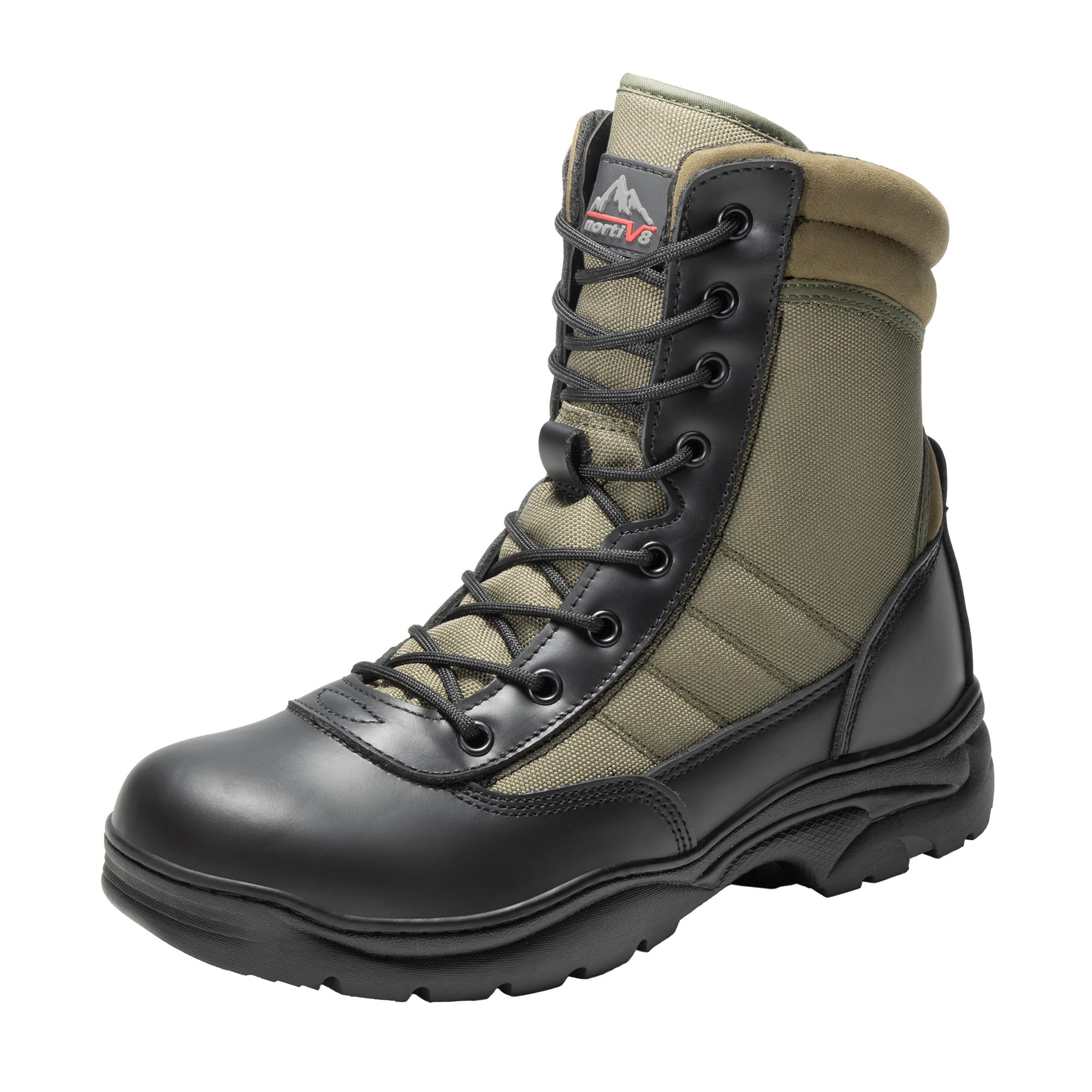 NORTIV 8 Men's Military Tactical Work Boots Side Zipper Leather Motorcycle Combat Boots Trooper