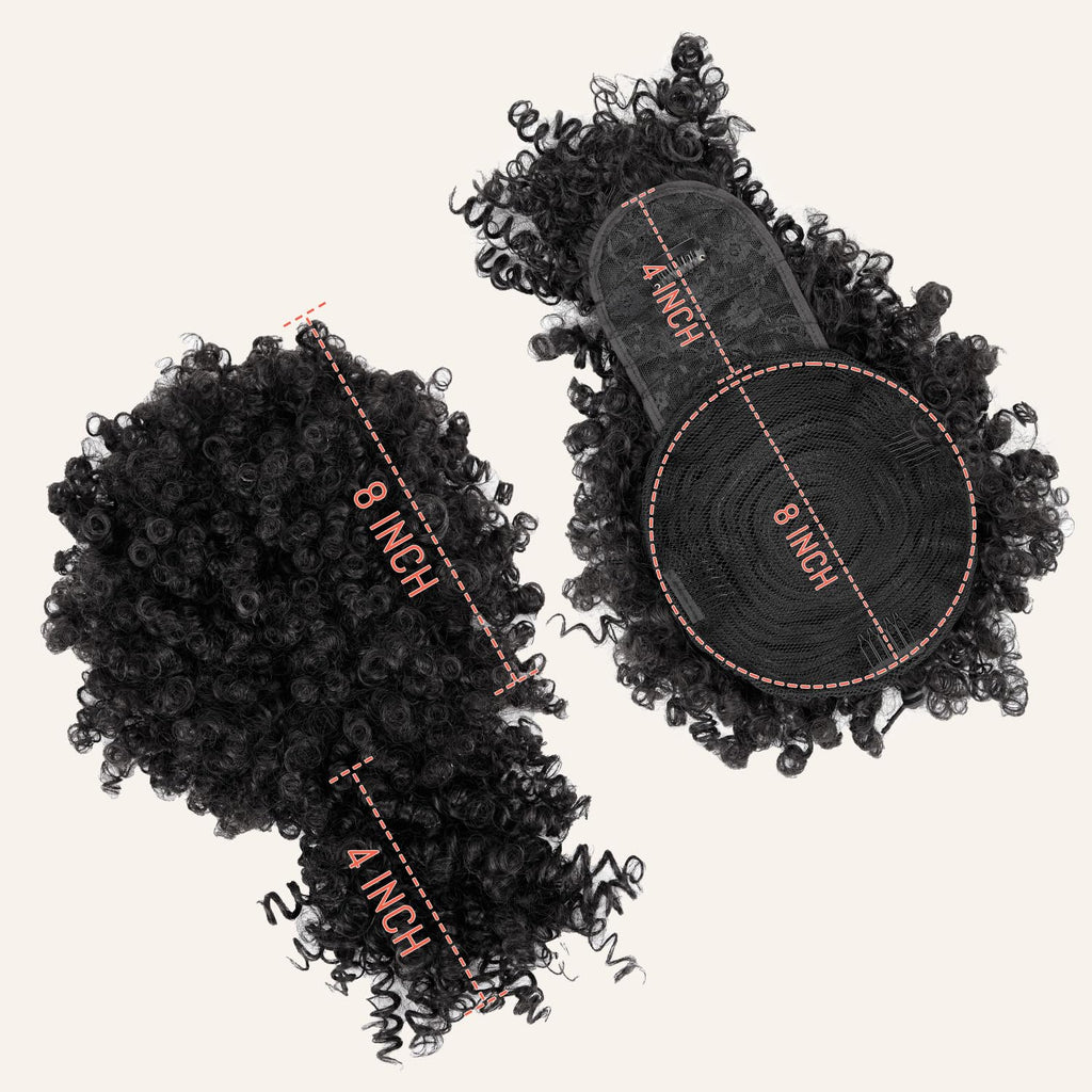 Drawstring Ponytail for Black Women, Afro Puff Kinky Curly Hair Ponytail Extension with Bangs Black Updo Natural Hair Ponytail (1B Natural Black)
