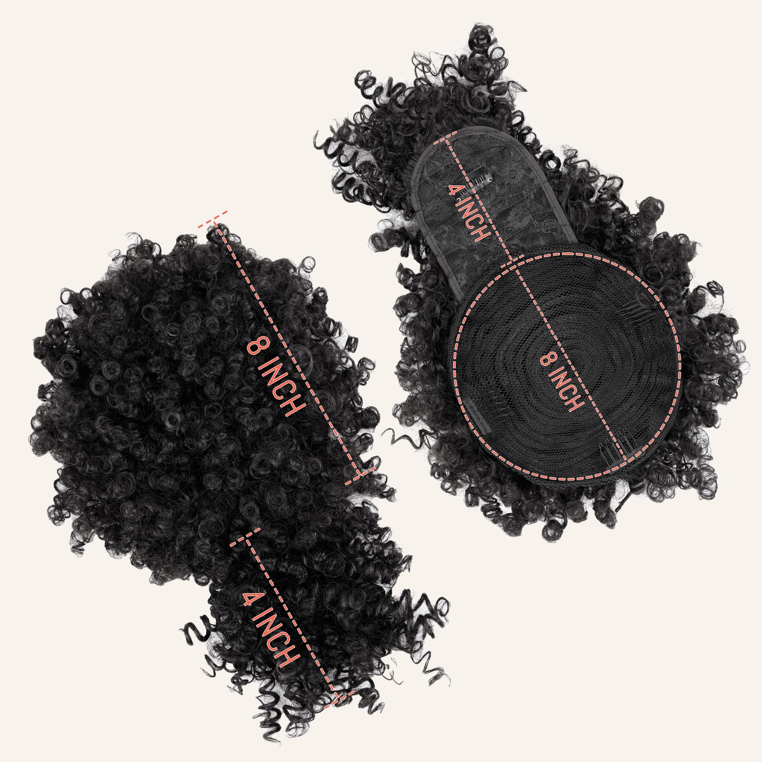 Drawstring Ponytail for Black Women, Afro Puff Kinky Curly Hair Ponytail Extension with Bangs Black Updo Natural Hair Ponytail (1B Natural Black)