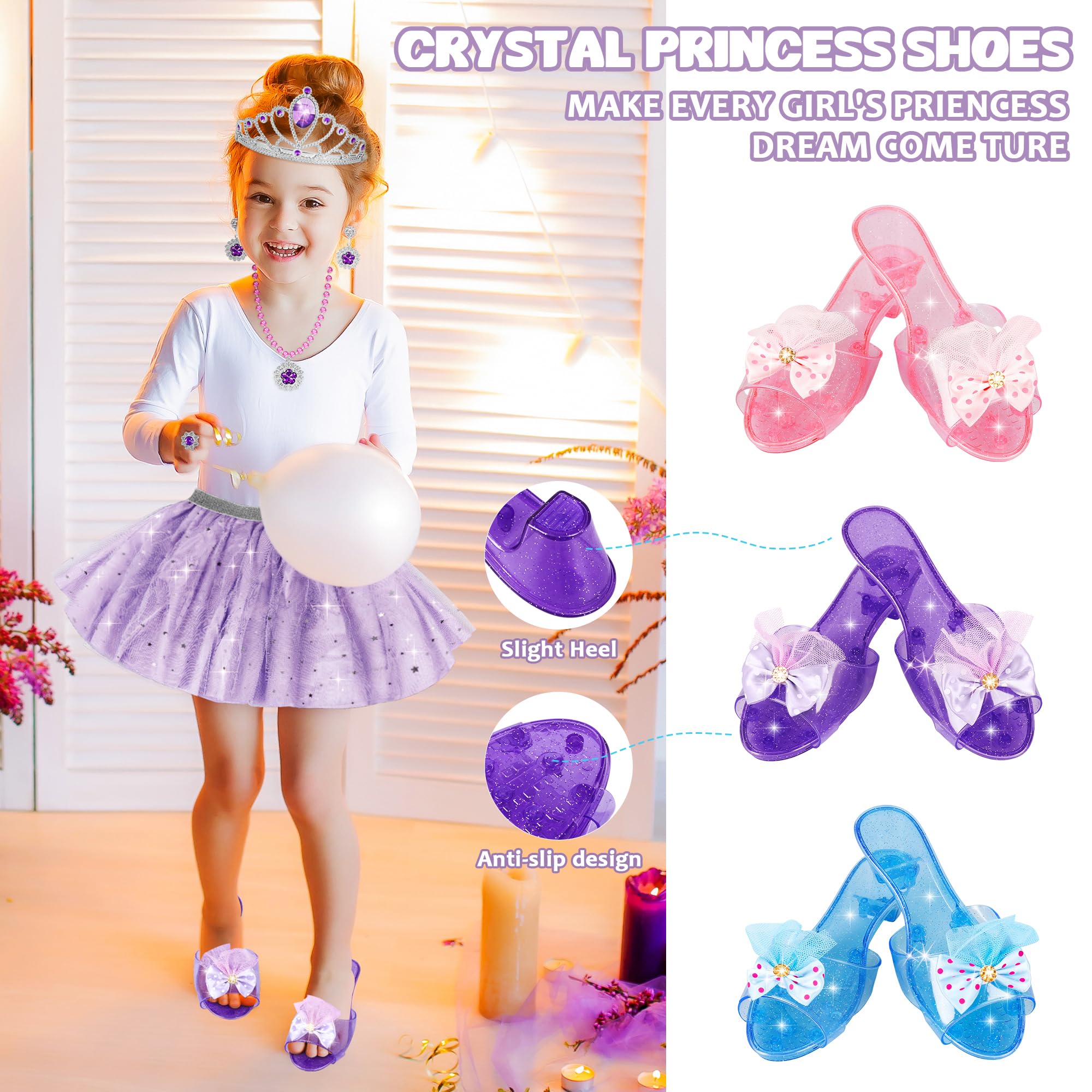 LJZJ Princess Dress Up Toys & Jewelry Boutique, Girls Role Play Gift for 3+ Year Old Girl Toddler B-Day Party Favors