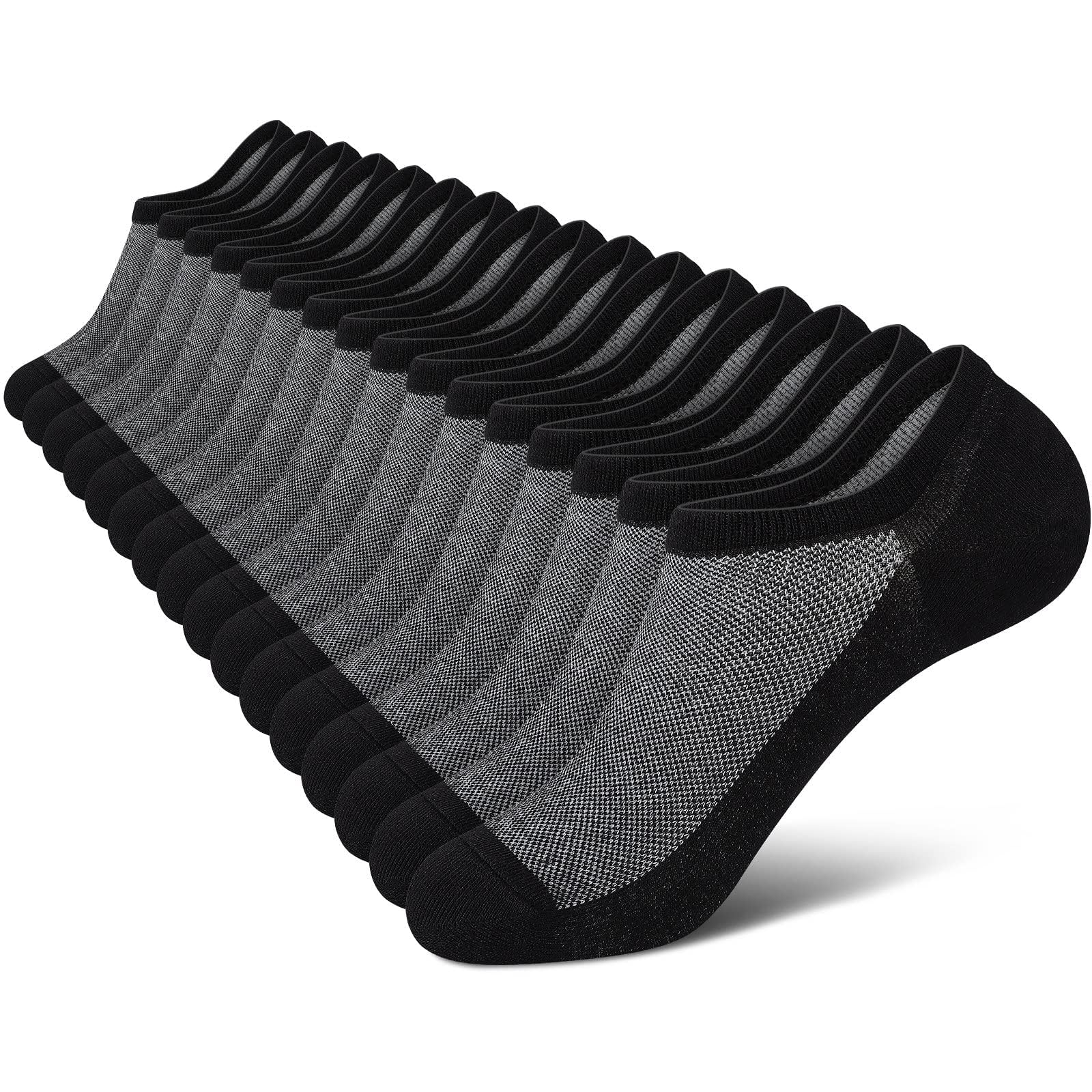 No Show Socks Men, Low Cut Ankle Short Casual Cotton Socks with Non Slip Grips 6-10/11-13