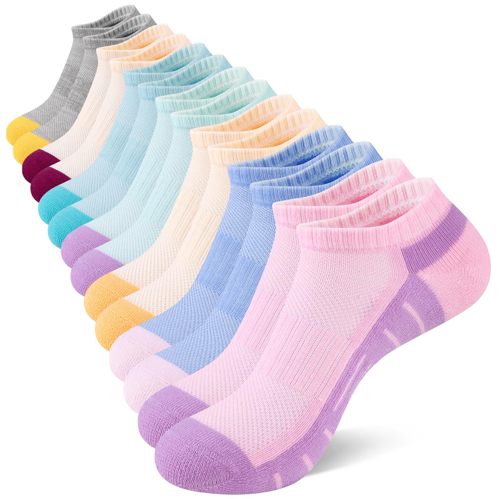7 Pairs Ankle Socks Womens Athletic Cushioned Running Low Cut Socks for Women