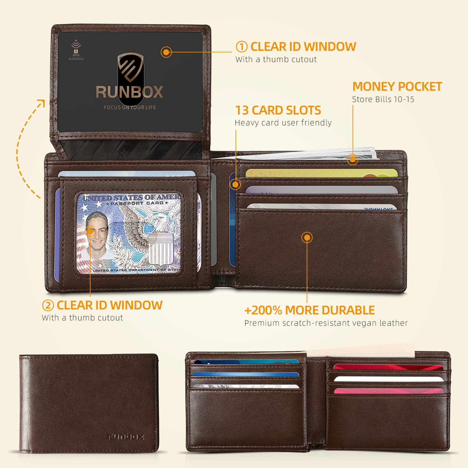Wallet for Men -Slim Rfid Leather Mens Bifold Novelty Wallets 2 ID Window With Gift Box Men's Accessories | Slim