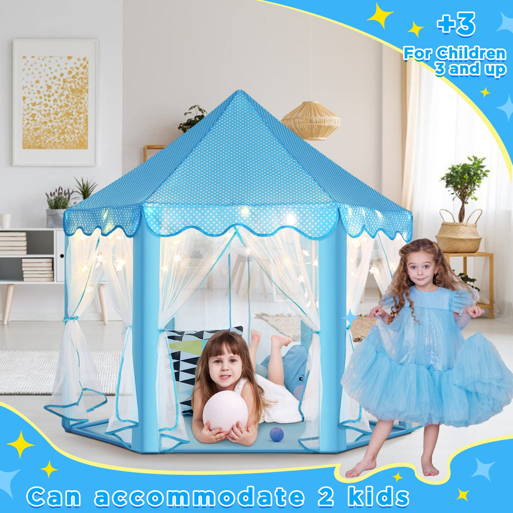 Monobeach Princess Tent Girls Large Playhouse Kids Castle Play Tent with Star Lights Toy for Children Indoor and Outdoor Games, 55'' x 53'' (DxH)