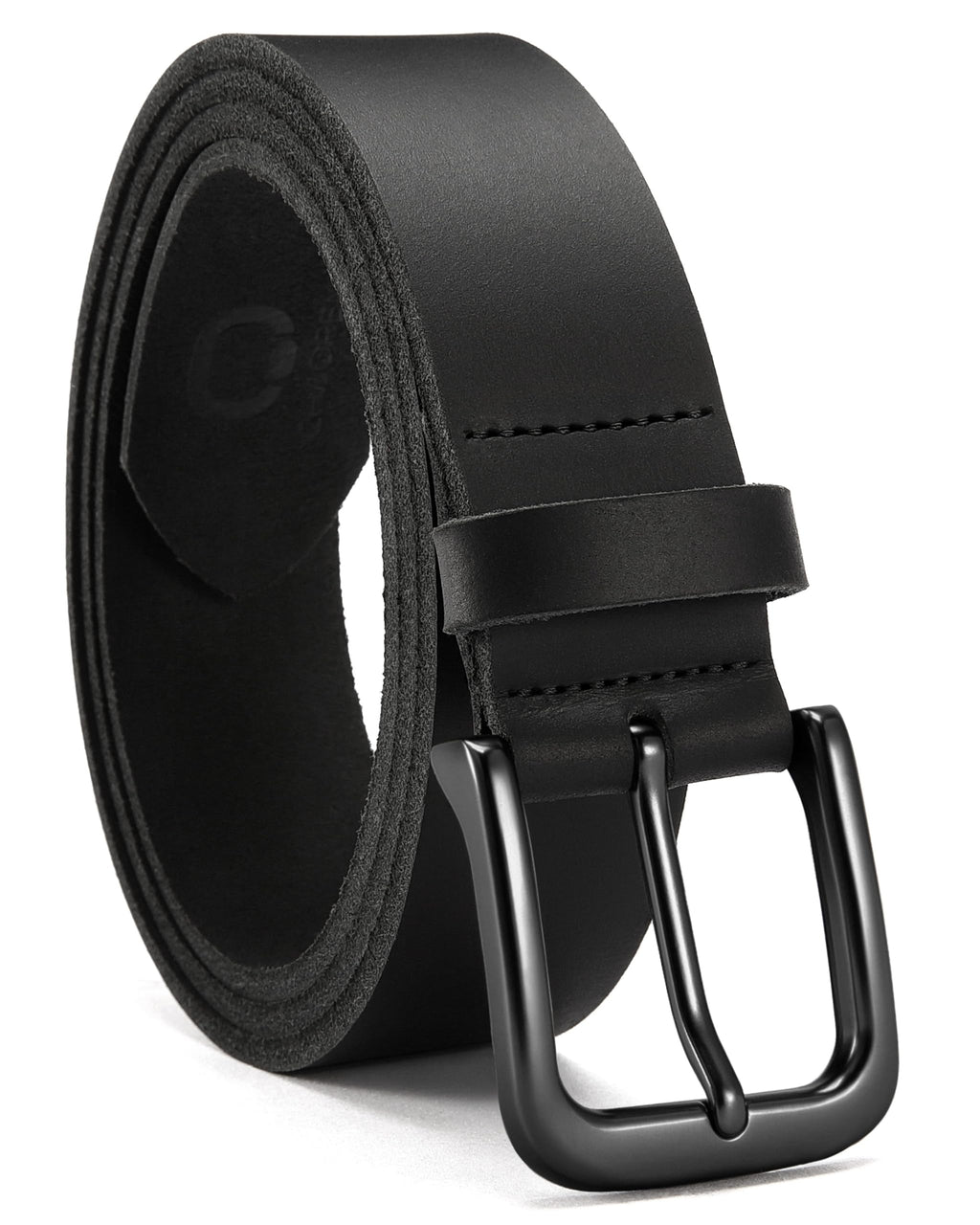 Mens Belts Casual for Jeans - Full-Grain Leather, Durable Cowhide | Solid Buckle, Classic Style, Handmade, Daily Wear, Gift Box