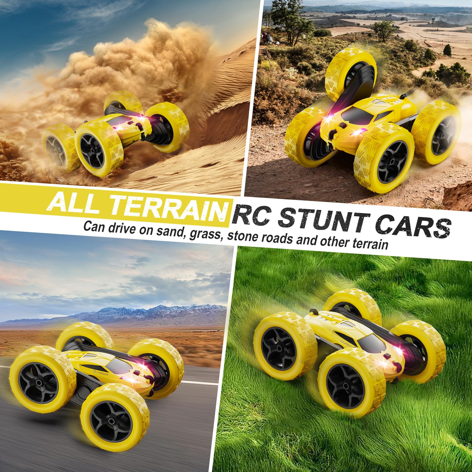QUNREDA RC Cars, Pink Remote Control Car for Girls, 2.4 GHZ Double Sided RC Stunt Car 360° Rotating Remote Control Crawler with Headlights Car Toys for 6 7 8 9 10 11 12 Girls Birthday Gift Grandkids