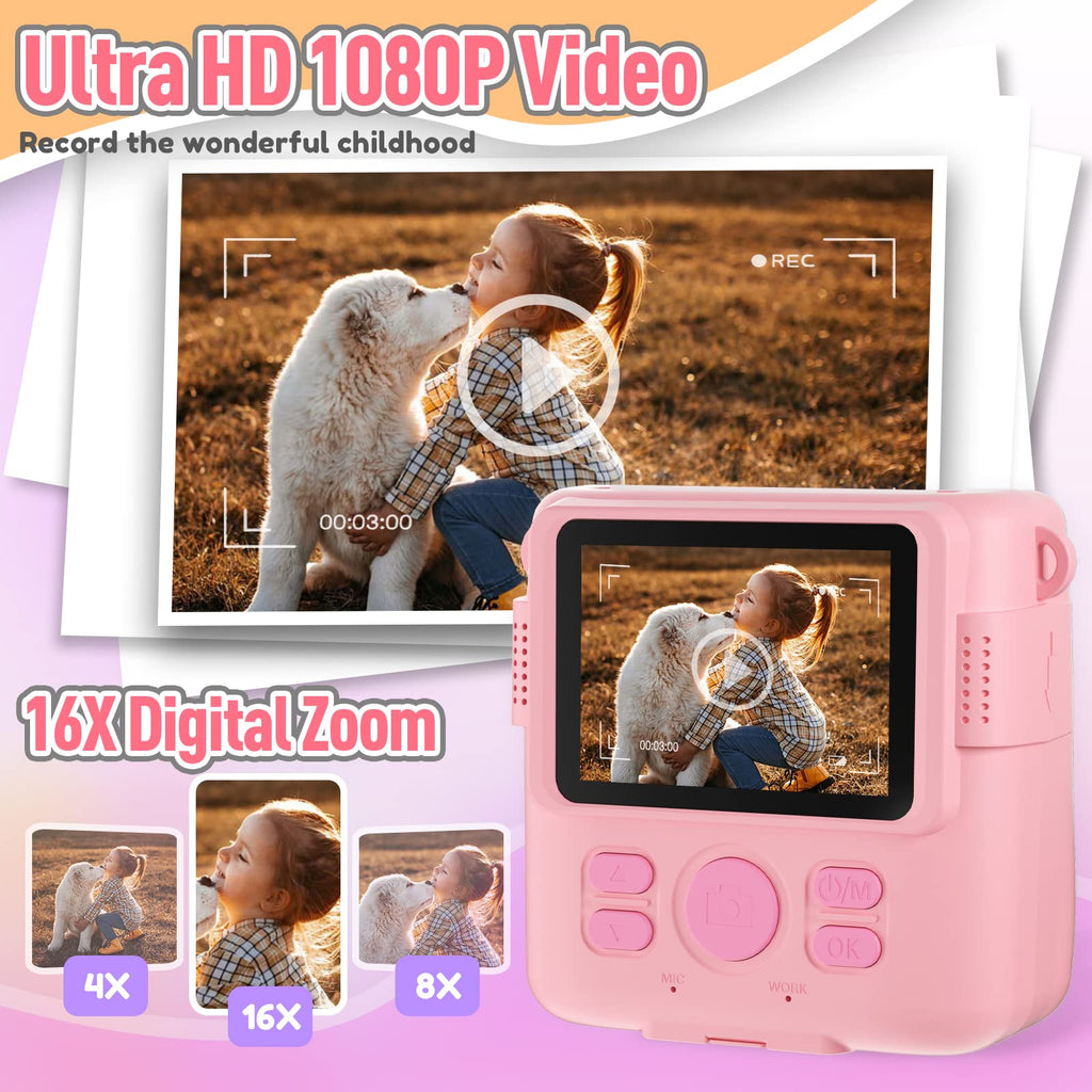 ESOXOFFORE Instant Print Camera for Kids, Christmas Birthday Gifts for Girls Boys Age 3-12,Kids Digital Cameras for Toddler, Portable Toy for 3 4 5 6 7 8 9 10 Year Old Girl with 32GB SD Card-Purple