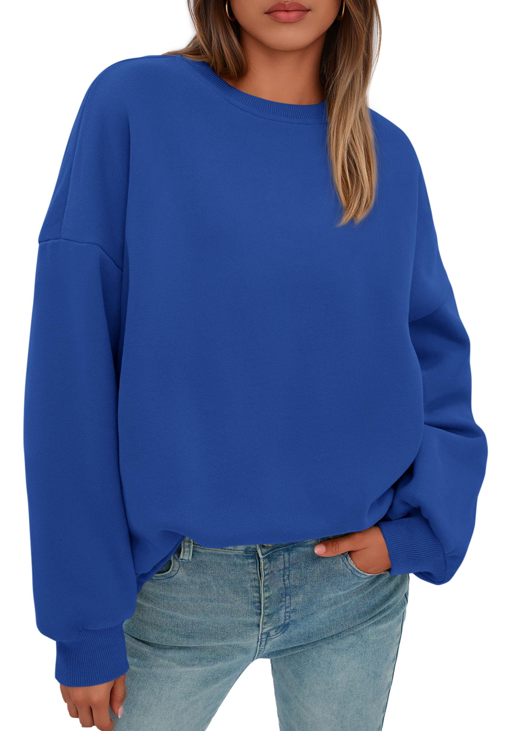 Sweatshirt for Women Oversized Crewneck Long Sleeve Pullover Fleece Top 2026 Fall Winter Fashion Outfits Clothes