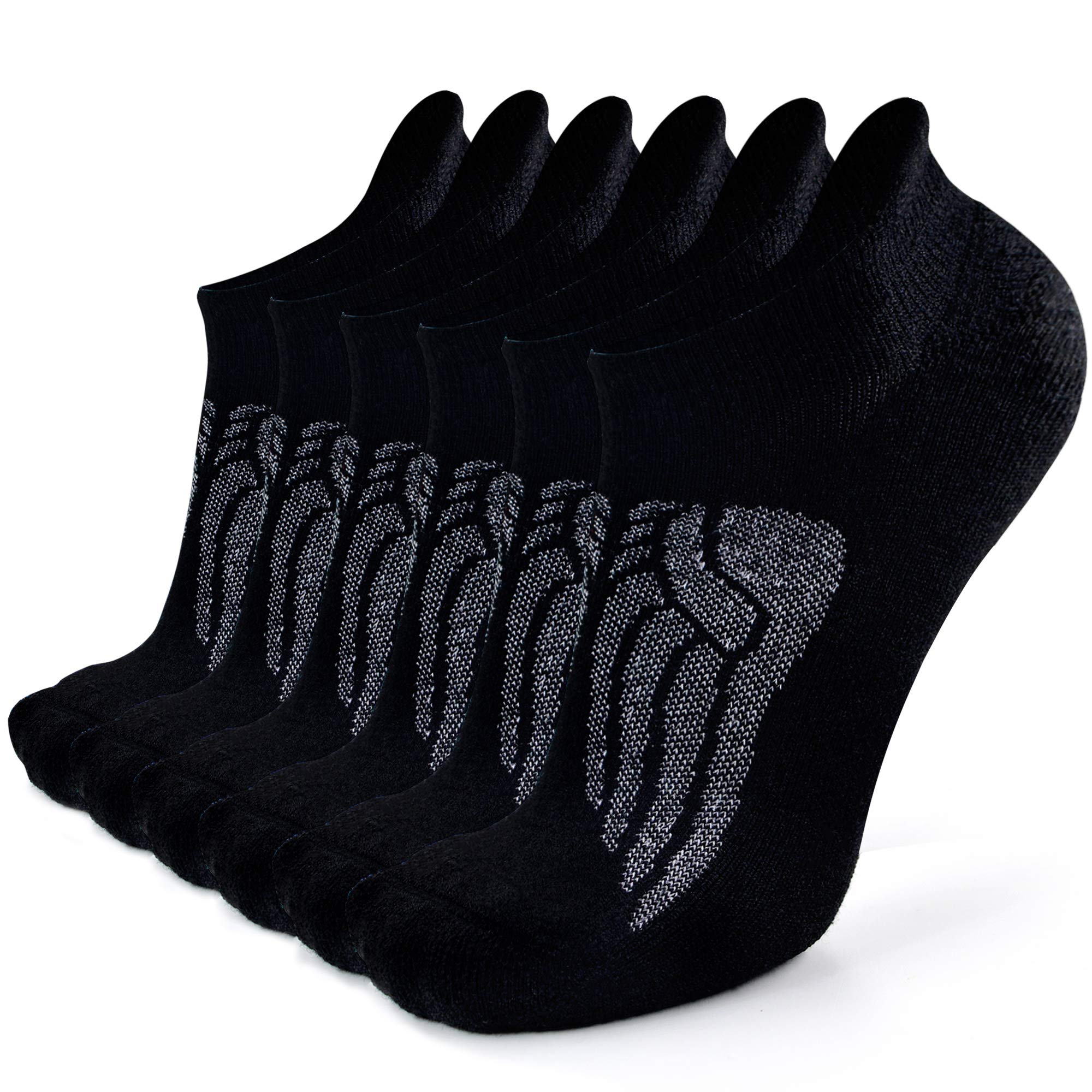 Merino Wool Compression Support Ankle Running Hiking Socks for Men Women, Soft Thick Cushion Tab Socks 3/6 Pairs