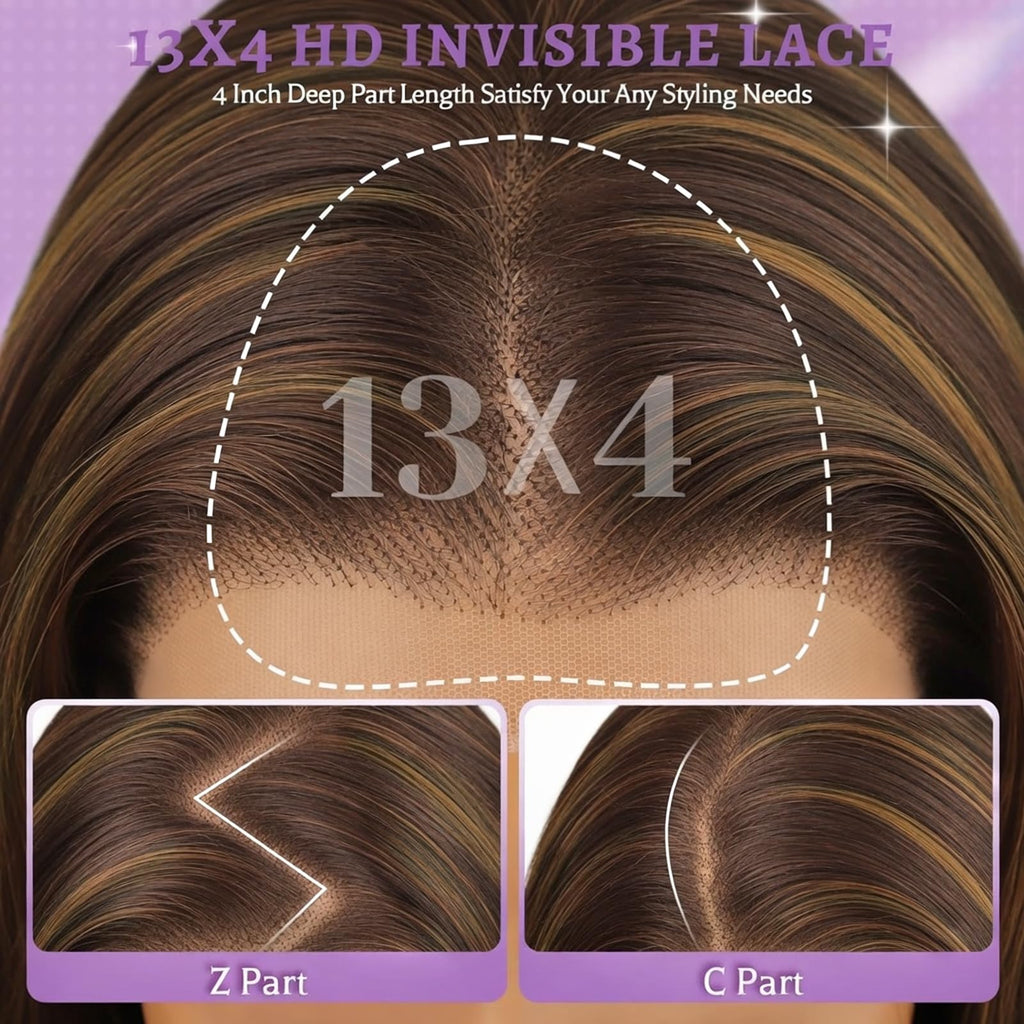 13x4 HD Lace Front Glueless Wigs for Women Black Long Layered Wave Wig Natural Hairline Heat Resistant Synthetic for Daily Use Beginner Friendly 26 Inch