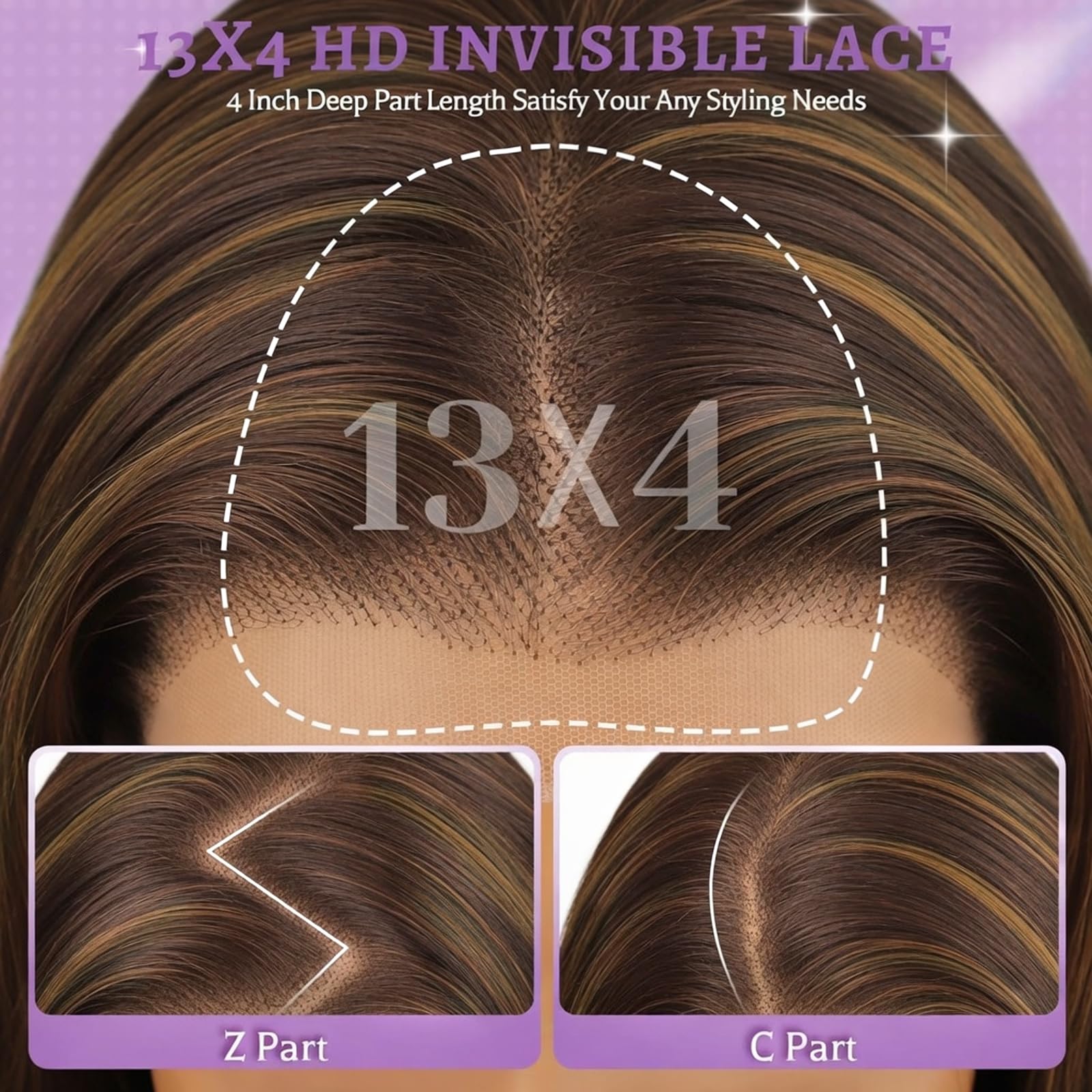 13x4 HD Lace Front Glueless Wigs for Women Black Long Layered Wave Wig Natural Hairline Heat Resistant Synthetic for Daily Use Beginner Friendly 26 Inch