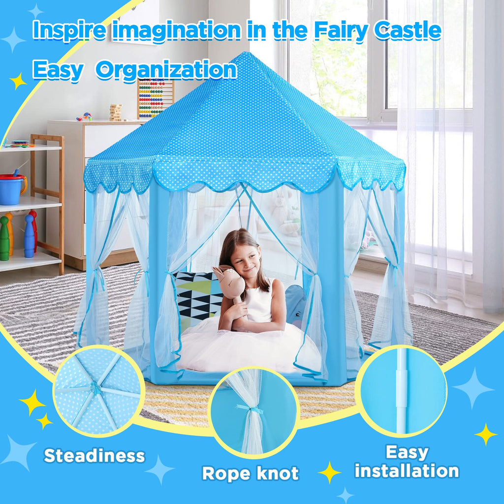 Monobeach Princess Tent Girls Large Playhouse Kids Castle Play Tent with Star Lights Toy for Children Indoor and Outdoor Games, 55'' x 53'' (DxH)