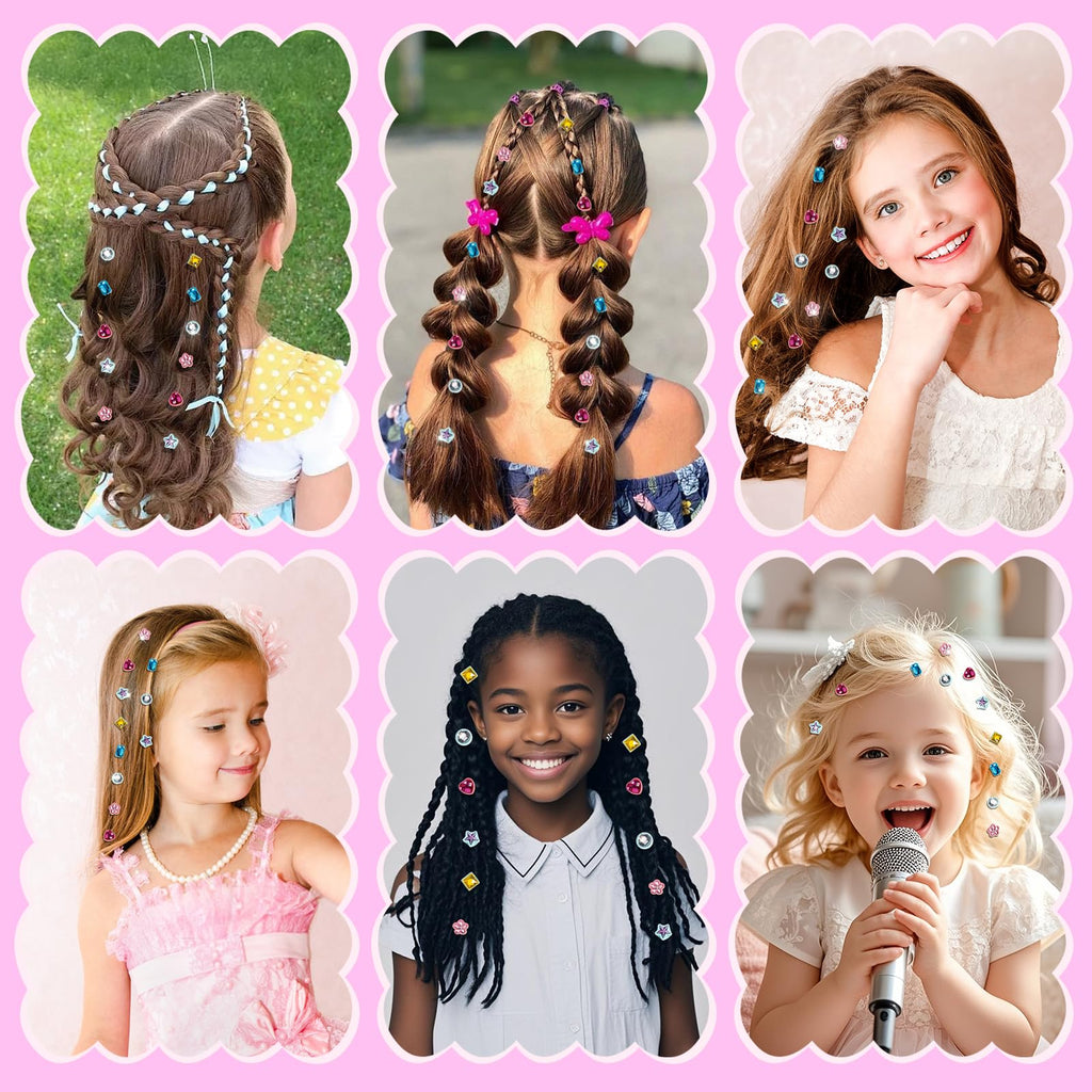 kidzkube Hair Gem Stamper Kit, Bling Hair Jewels for Girls Toys, Hair Styling Tool with Reusable Shining Diamonds, Birthday Gifts Toys for Girls Ages 3 4 5 6 8-12