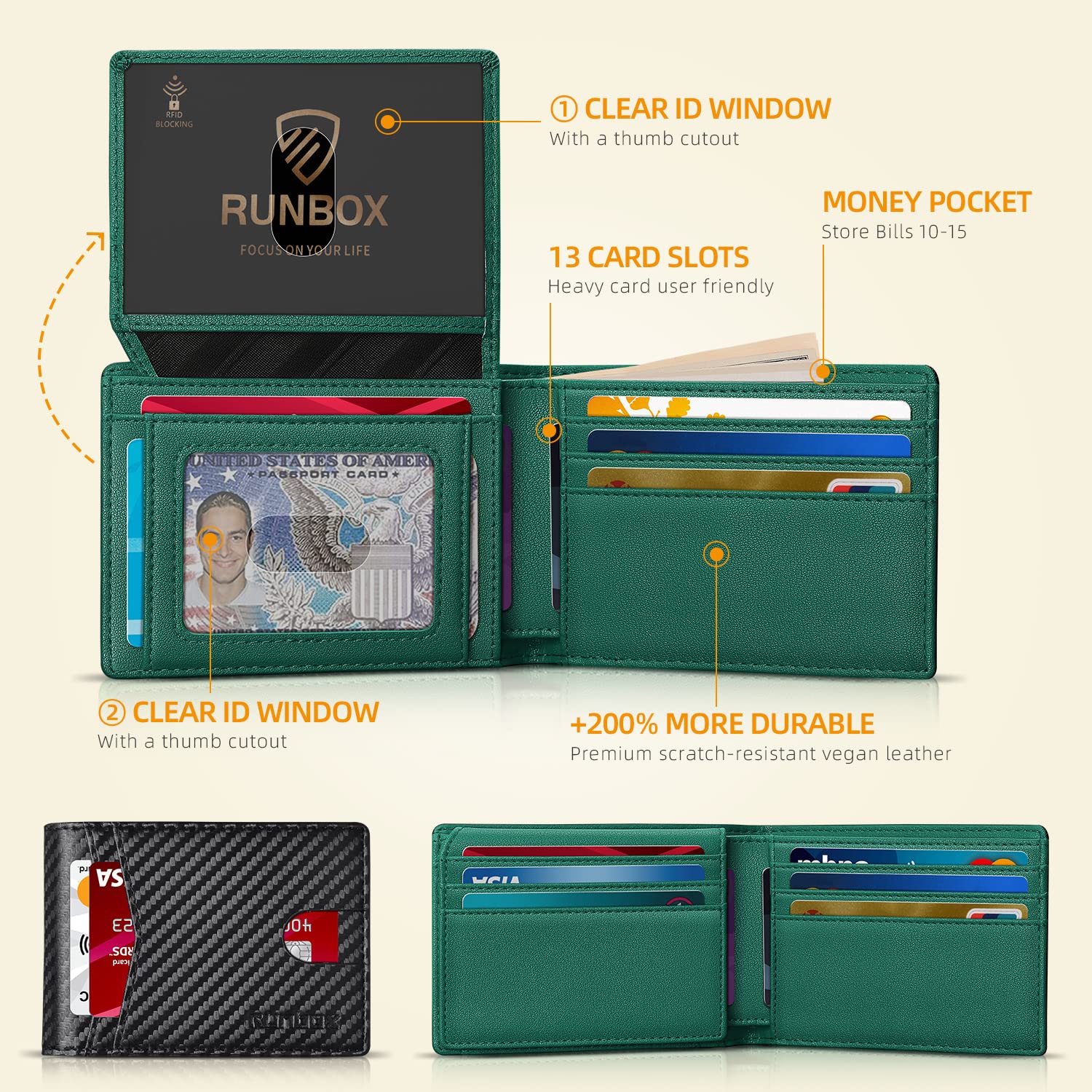 Wallet for Men -Slim Rfid Leather Mens Bifold Novelty Wallets 2 ID Window With Gift Box Men's Accessories | Slim