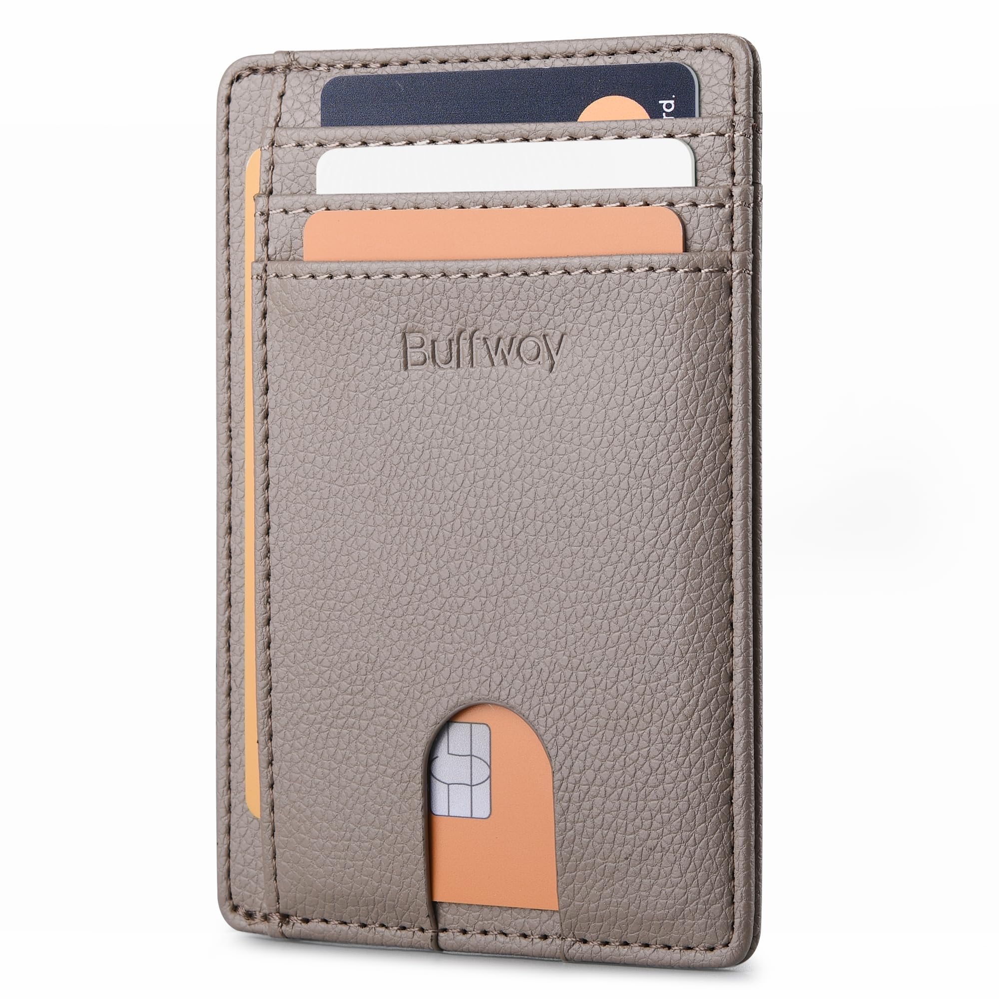 Slim Minimalist Front Pocket RFID Blocking Leather Wallets for Men and Women - Carbon Fiber Black