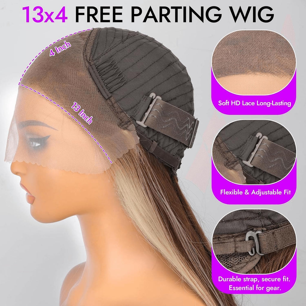 13x4 HD Lace Front Glueless Wigs for Women Black Long Layered Wave Wig Natural Hairline Heat Resistant Synthetic for Daily Use Beginner Friendly 26 Inch