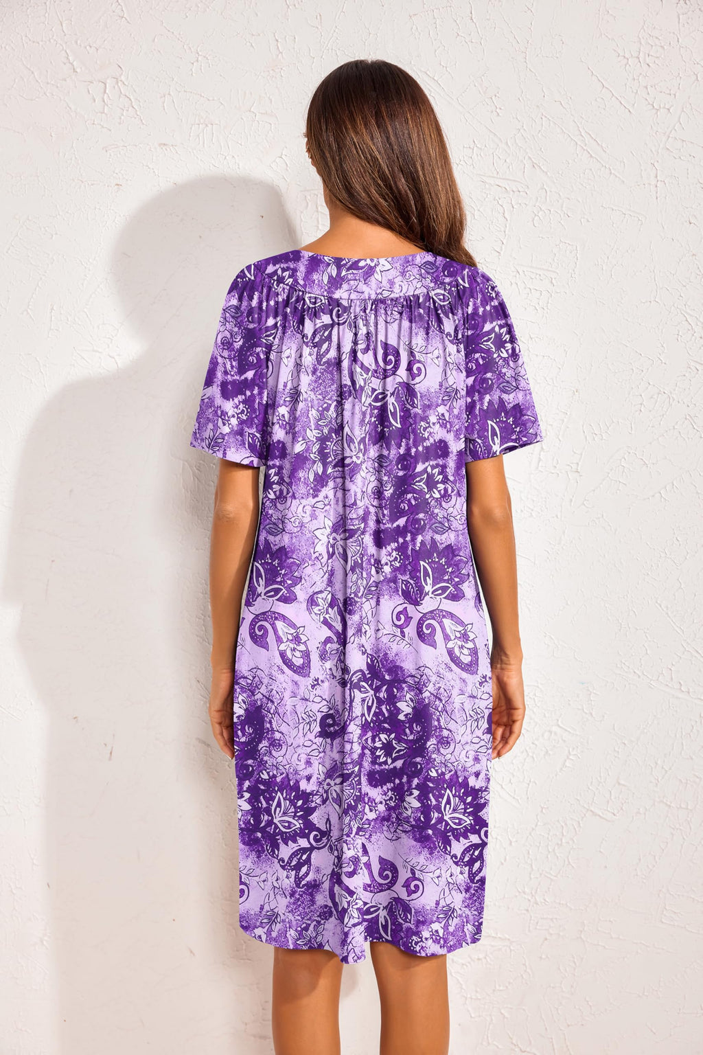 2 Pack House Dresses for Women with Pockets Short Sleeve Moo Moos Floral Print Mumu Dresses