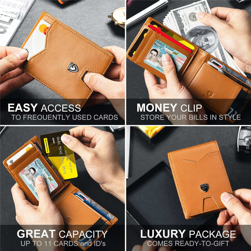 Slim Wallet for Men Rfid Blocking Leather Bifold Front Pocket Carbon Fiber Men's Money Clips Credit Card Holder With Gift Box