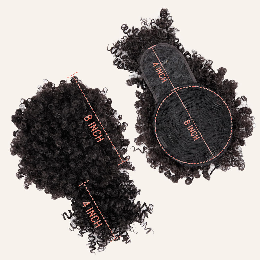 Drawstring Ponytail for Black Women, Afro Puff Kinky Curly Hair Ponytail Extension with Bangs Black Updo Natural Hair Ponytail (1B Natural Black)