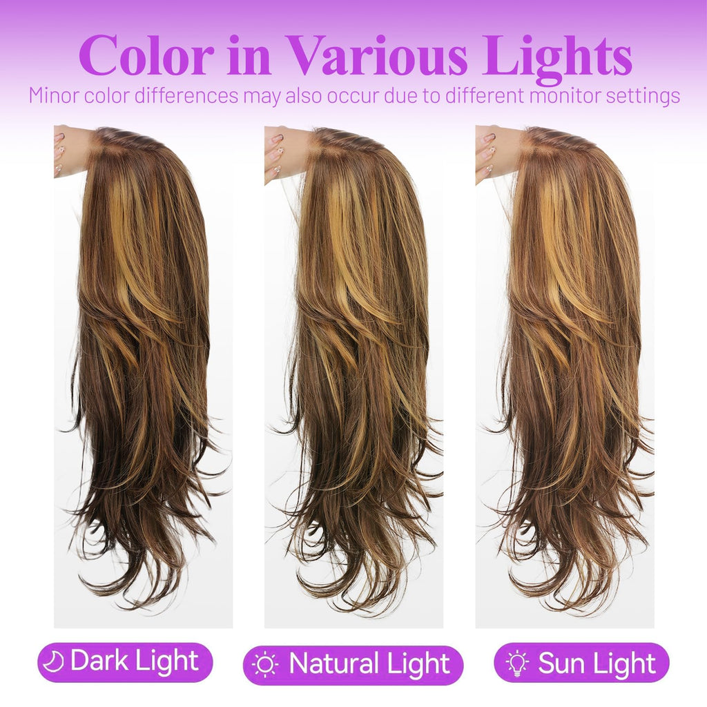 13x4 HD Lace Front Glueless Wigs for Women Black Long Layered Wave Wig Natural Hairline Heat Resistant Synthetic for Daily Use Beginner Friendly 26 Inch