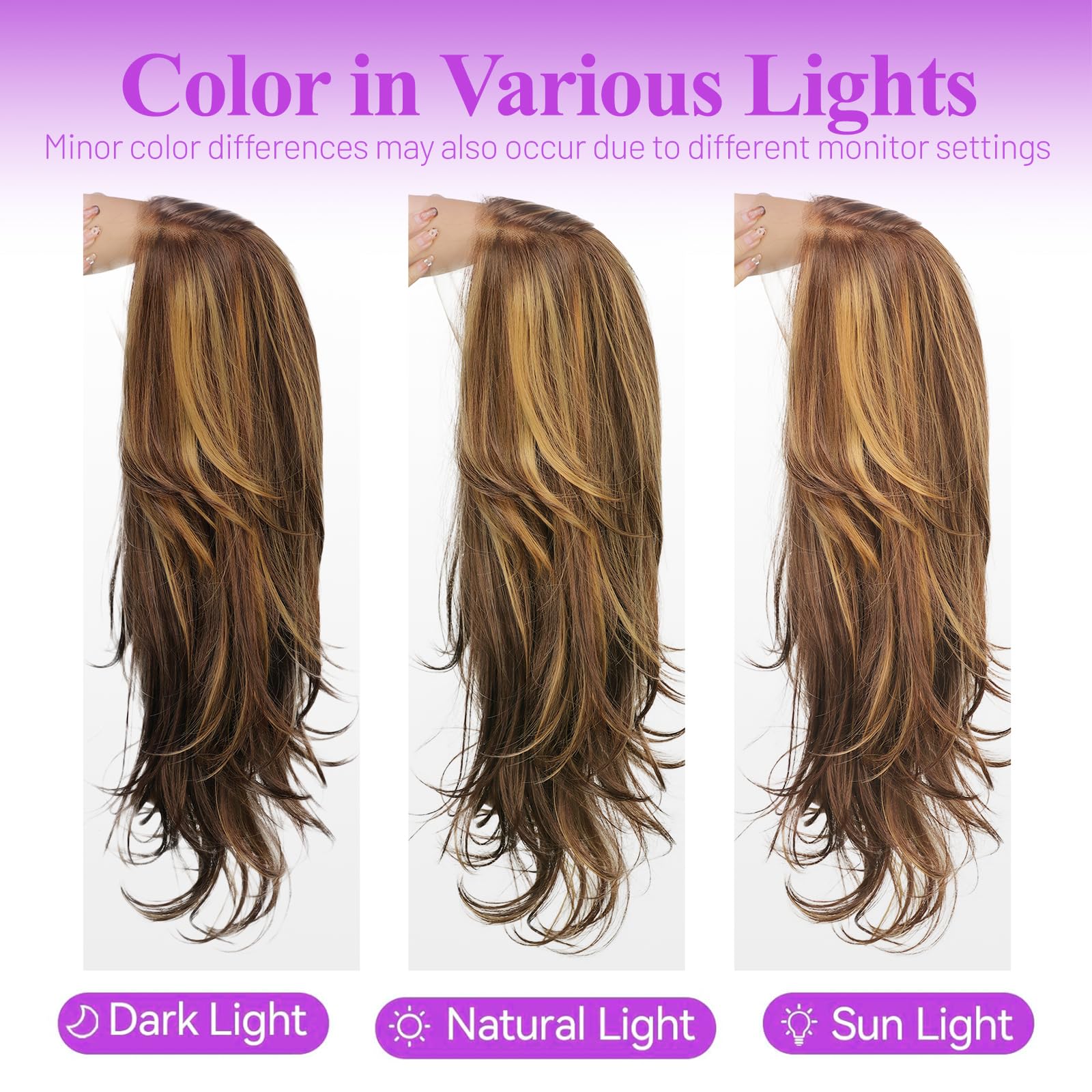13x4 HD Lace Front Glueless Wigs for Women Black Long Layered Wave Wig Natural Hairline Heat Resistant Synthetic for Daily Use Beginner Friendly 26 Inch
