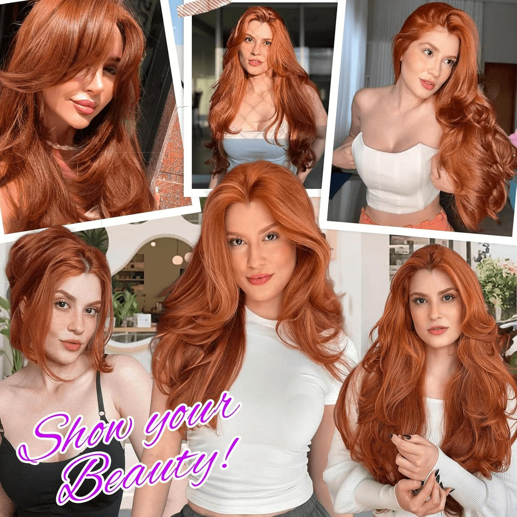 13x4 HD Lace Front Glueless Wigs for Women Black Long Layered Wave Wig Natural Hairline Heat Resistant Synthetic for Daily Use Beginner Friendly 26 Inch