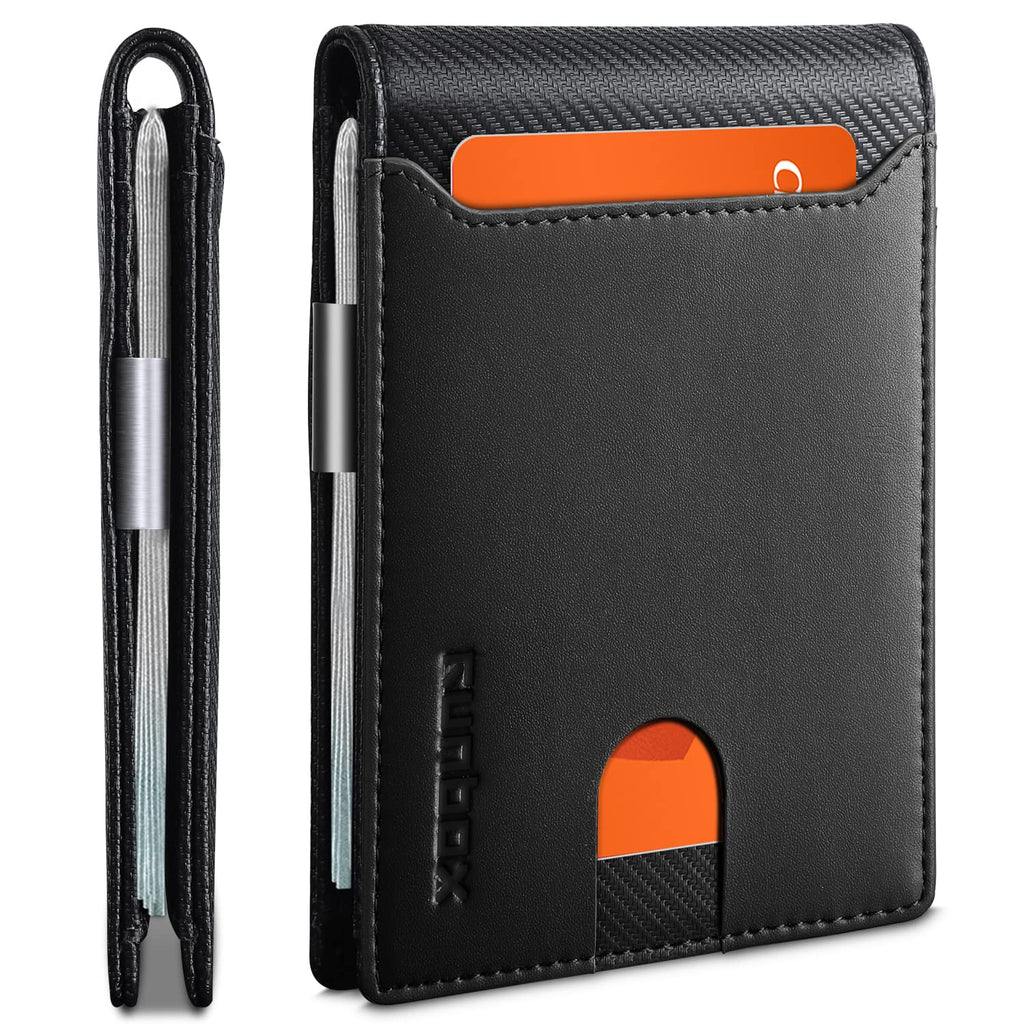 Slim Wallets for Men - Leather Money Clip Mens Wallet - RFID Blocking Front Pocket Bifold Wallet - Thin Credit Card Holder with Gift Box