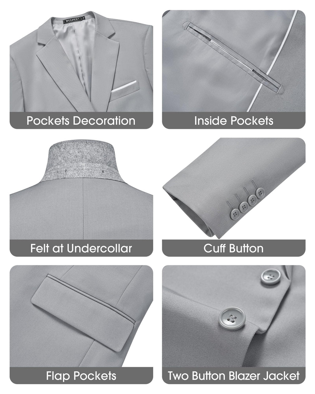 Men's Slim Fit 3 Piece Suits Two Button Blazer Vest & Pants Tuxedo Set for Business Wedding Party