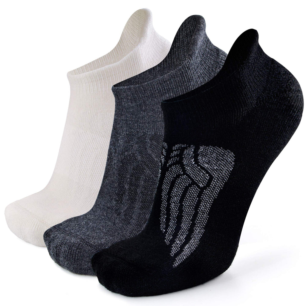 Merino Wool Compression Support Ankle Running Hiking Socks for Men Women, Soft Thick Cushion Tab Socks 3/6 Pairs