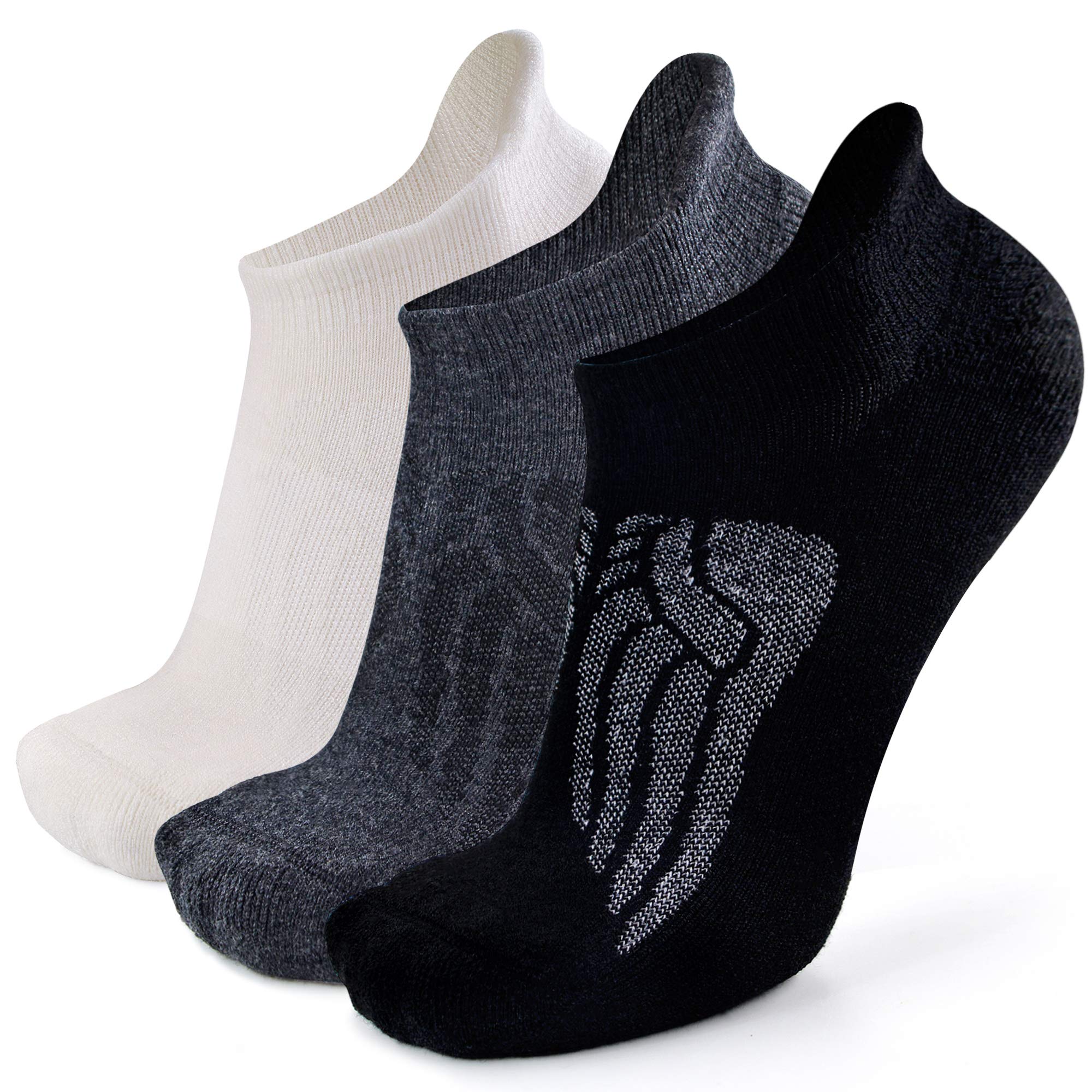 Merino Wool Compression Support Ankle Running Hiking Socks for Men Women, Soft Thick Cushion Tab Socks 3/6 Pairs