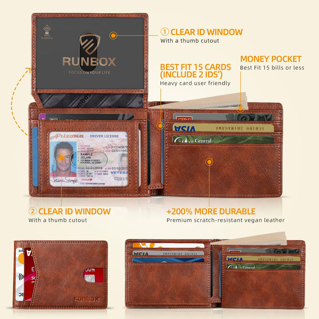 Wallet for Men -Slim Rfid Leather Mens Bifold Novelty Wallets 2 ID Window With Gift Box Men's Accessories | Slim