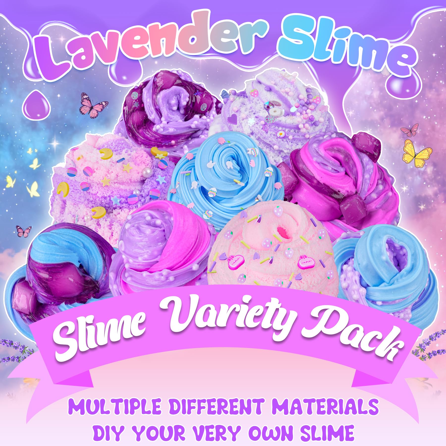 6 Pack Slimes, Pink Slime Kids, Cloud Slime kit for Girls Ages 8-12, Toys for Girls and Boys, for Kids Slime Set Party kit Goodie Bag Stuffers, 4 5 6 7 8 9 10 Year Old Girl Birthday Gift Cute Stuff