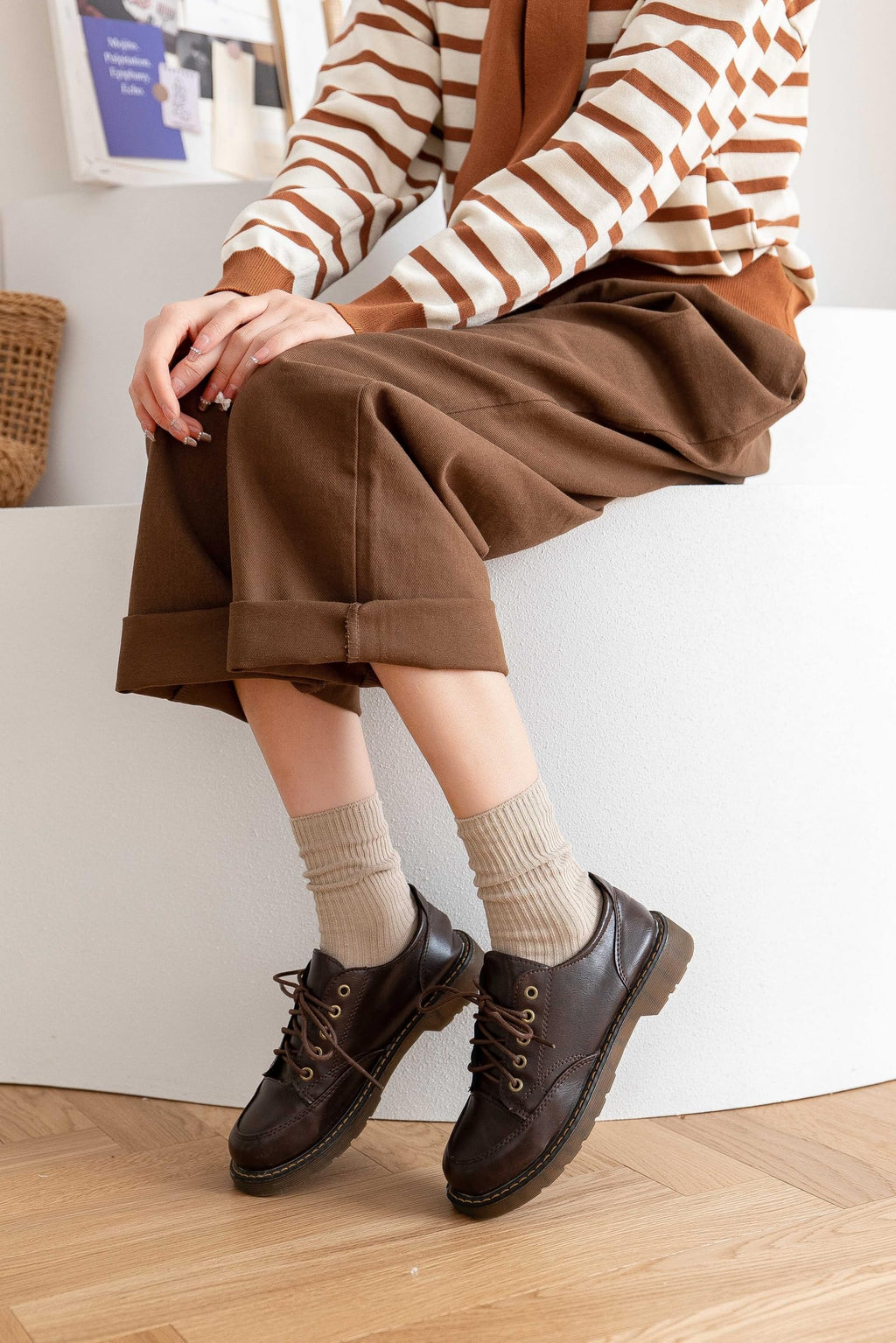Womens Cute Crew Socks Casual Athletic Aesthetic Socks Neutral Cotton Socks for Women Granola Girls Clothes