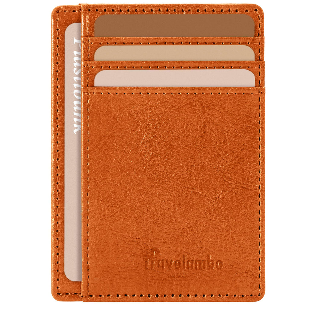 Slim Wallet Front Pocket Minimalist Leather RFID Blocking Medium Size
