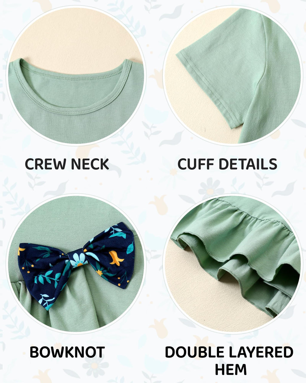 Toddler Girl Clothes 2-8Years Girls Outfit, Short Sleeve Ruffle Bowknot Top+Floral Capri Pants 2Pcs Spring Summer Set