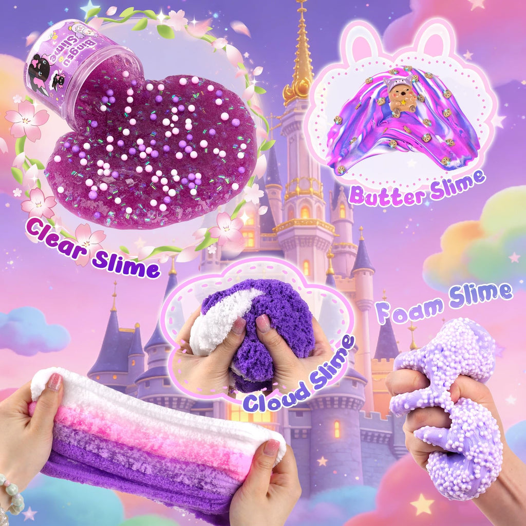 6 Pack Slimes, Pink Slime Kids, Cloud Slime kit for Girls Ages 8-12, Toys for Girls and Boys, for Kids Slime Set Party kit Goodie Bag Stuffers, 4 5 6 7 8 9 10 Year Old Girl Birthday Gift Cute Stuff