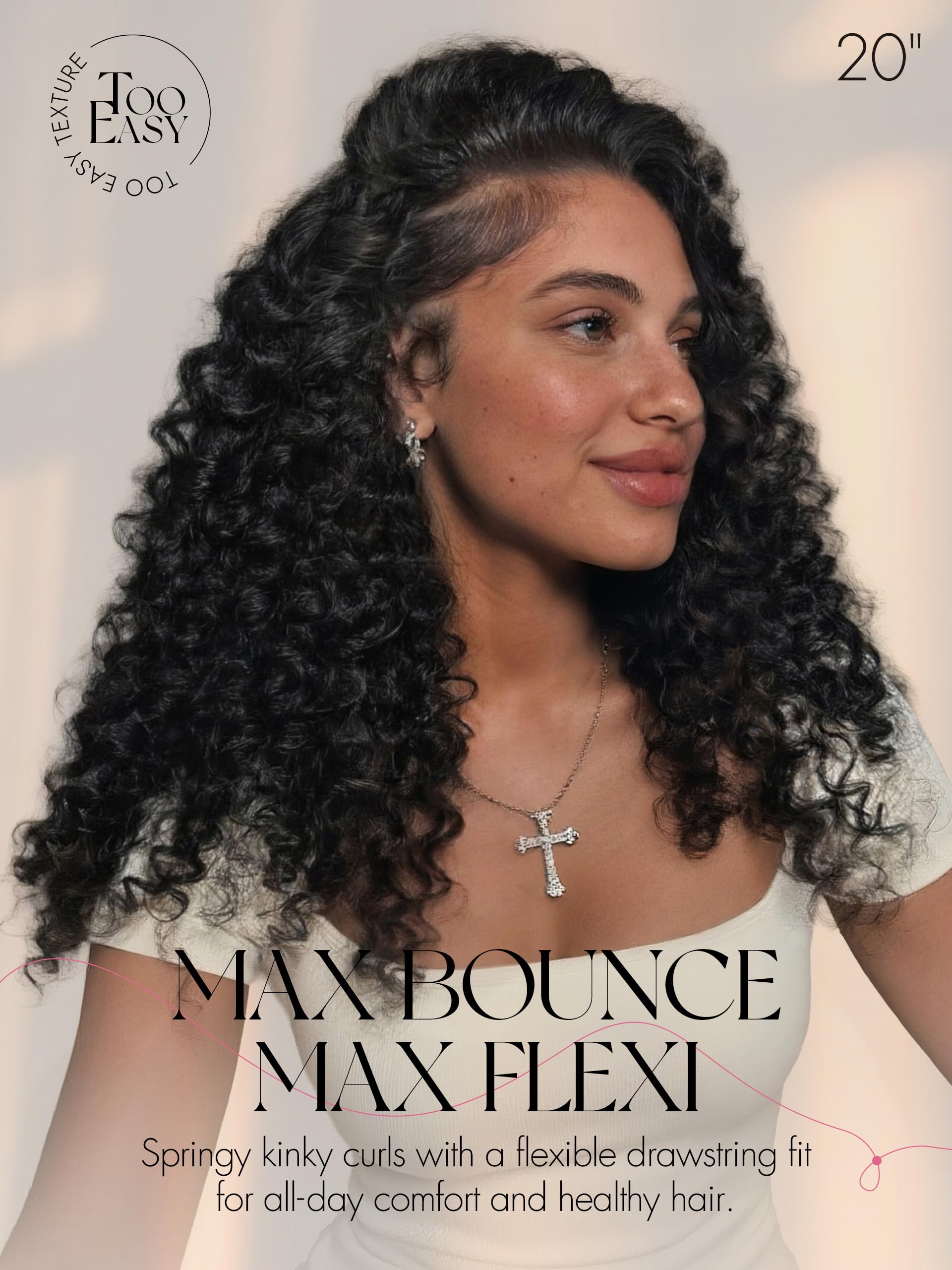 Half Wig Kinky Curly Flexi-Fit Invisi 3 in 1 Wigs Flip Drawstring Wig 200% Density Glueless Wigs 100% Human Hair Natural Black Ready to Go Headband Wig for Women 18 Inches