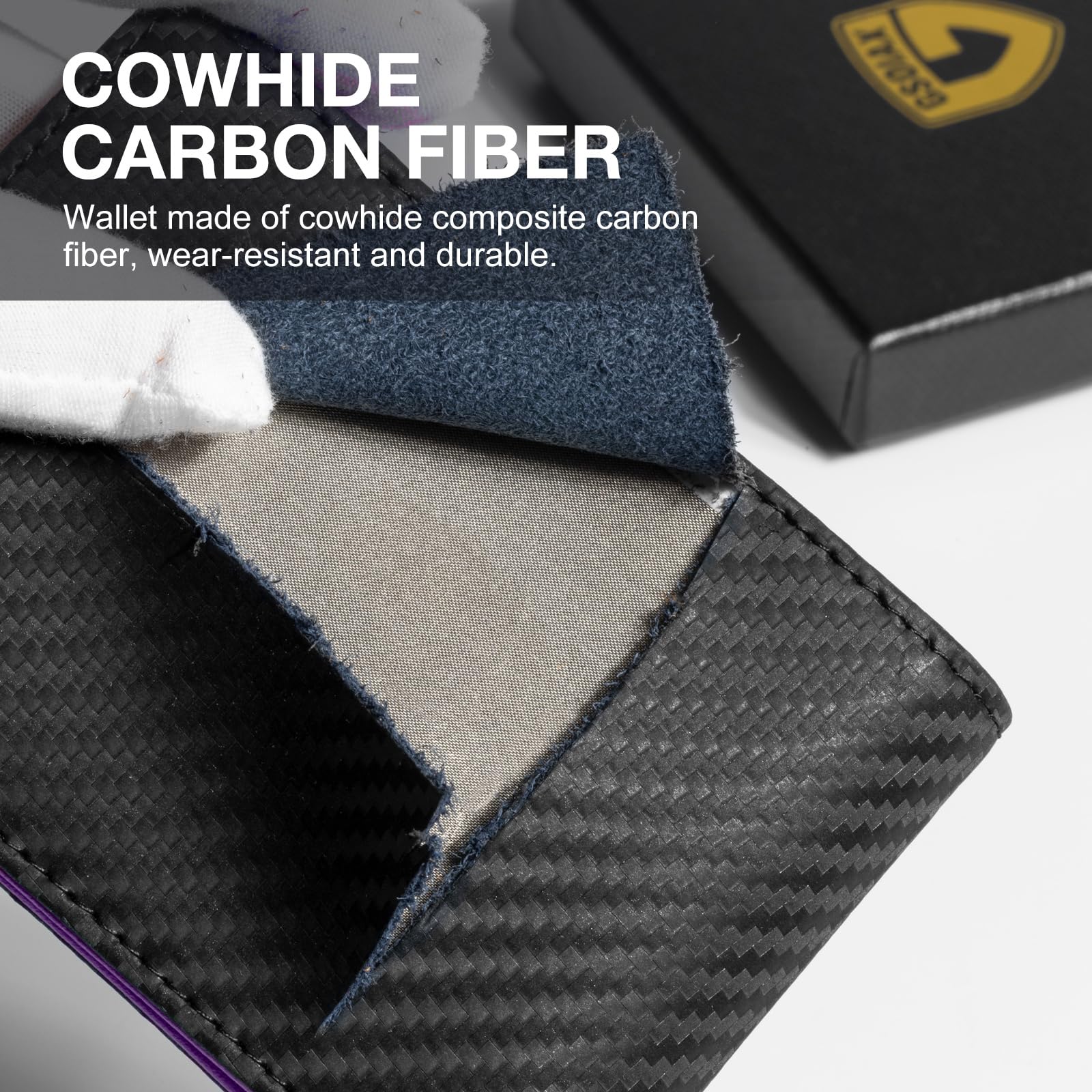 Slim Wallet for Men Rfid Blocking Leather Bifold Front Pocket Carbon Fiber Men's Money Clips Credit Card Holder With Gift Box