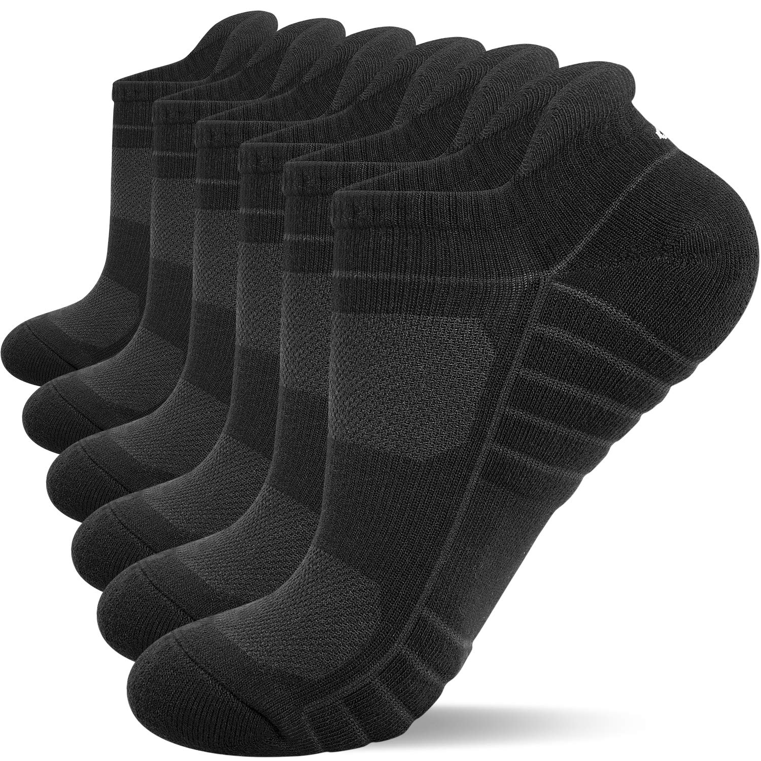 Athletic Running Ankle Socks, Low Cut Cushioned Anti-Blister Tab Sports Socks Men Women 6Pairs