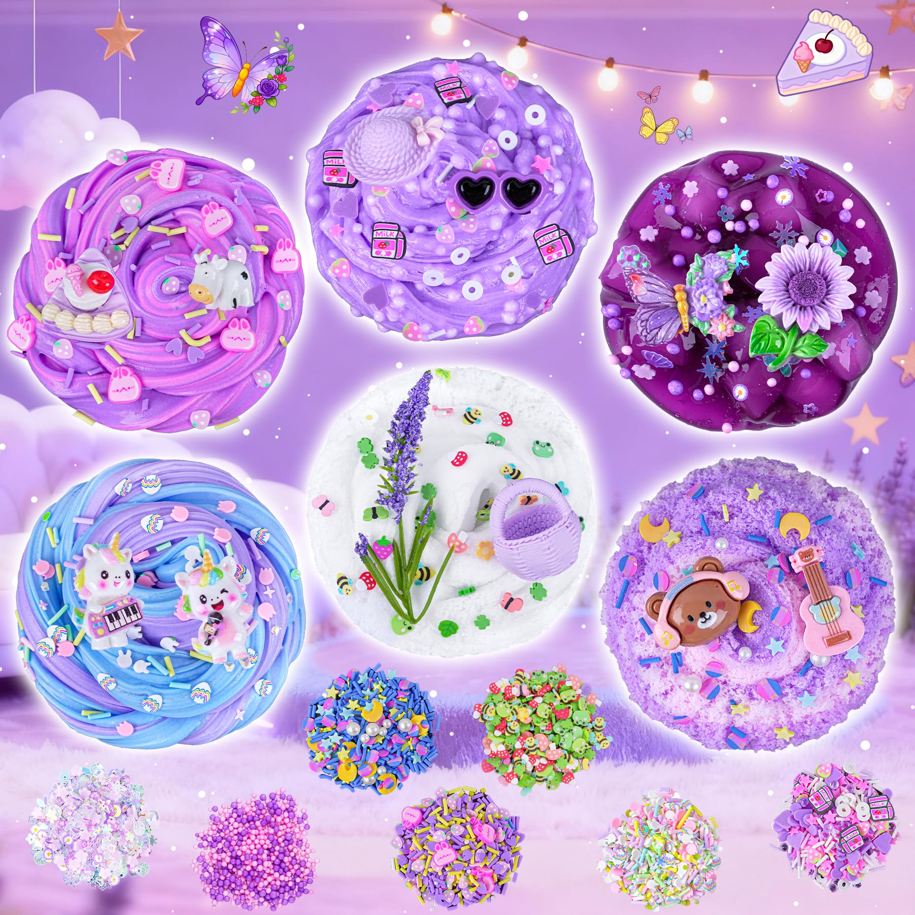 6 Pack Slimes, Pink Slime Kids, Cloud Slime kit for Girls Ages 8-12, Toys for Girls and Boys, for Kids Slime Set Party kit Goodie Bag Stuffers, 4 5 6 7 8 9 10 Year Old Girl Birthday Gift Cute Stuff