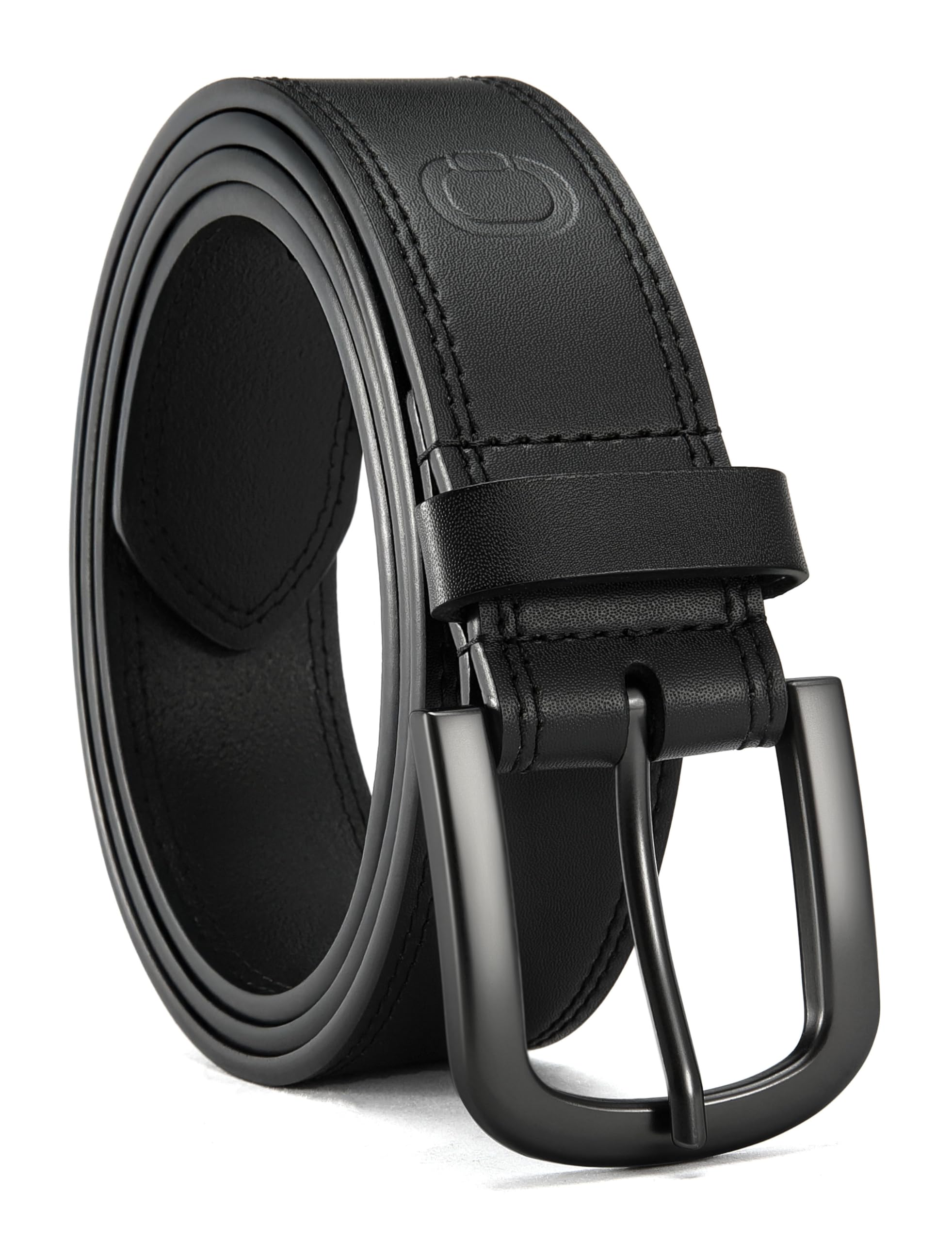 Mens Belts Casual for Jeans - Full-Grain Leather, Durable Cowhide | Solid Buckle, Classic Style, Handmade, Daily Wear, Gift Box