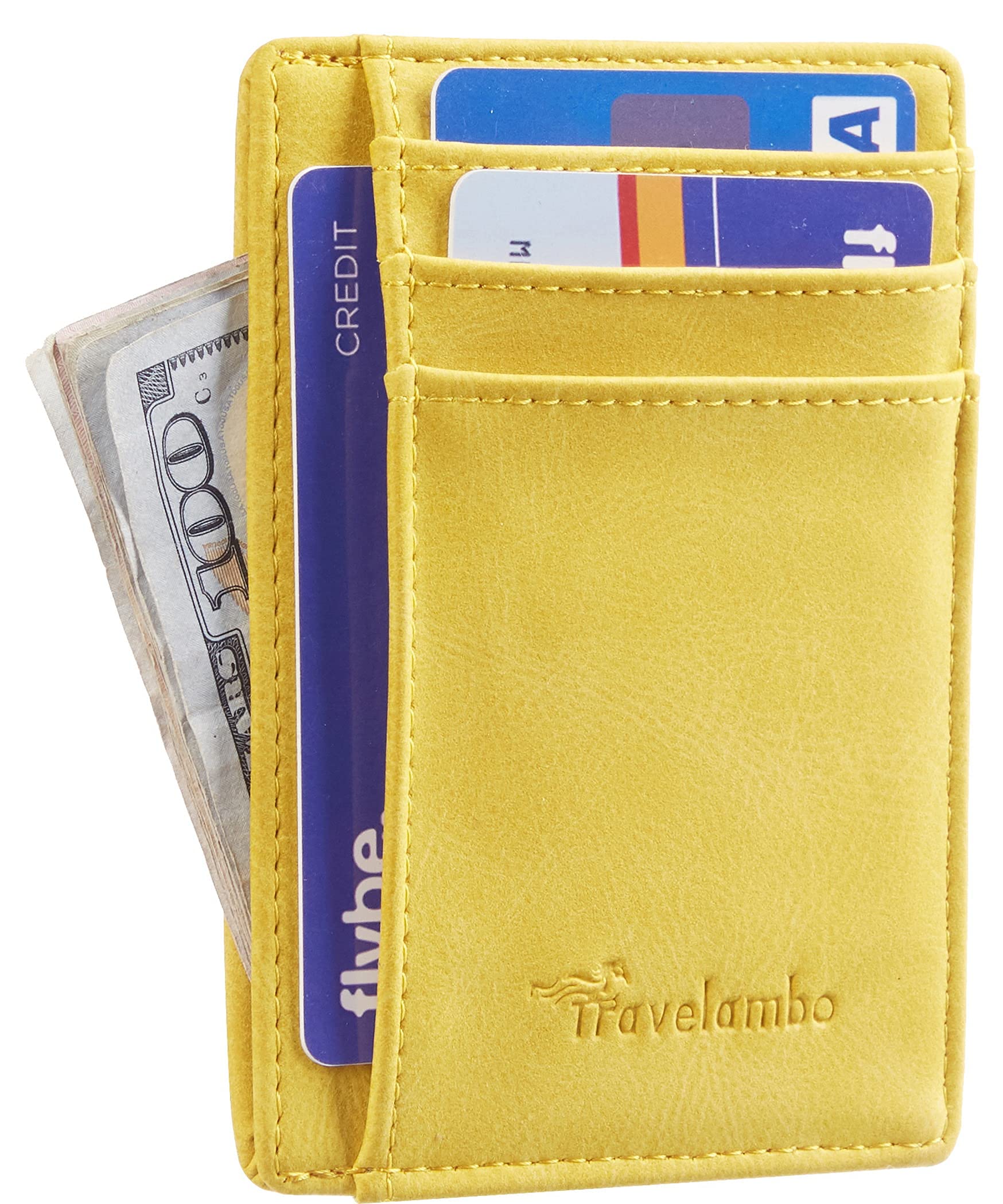 Slim Wallet Front Pocket Minimalist Leather RFID Blocking Medium Size